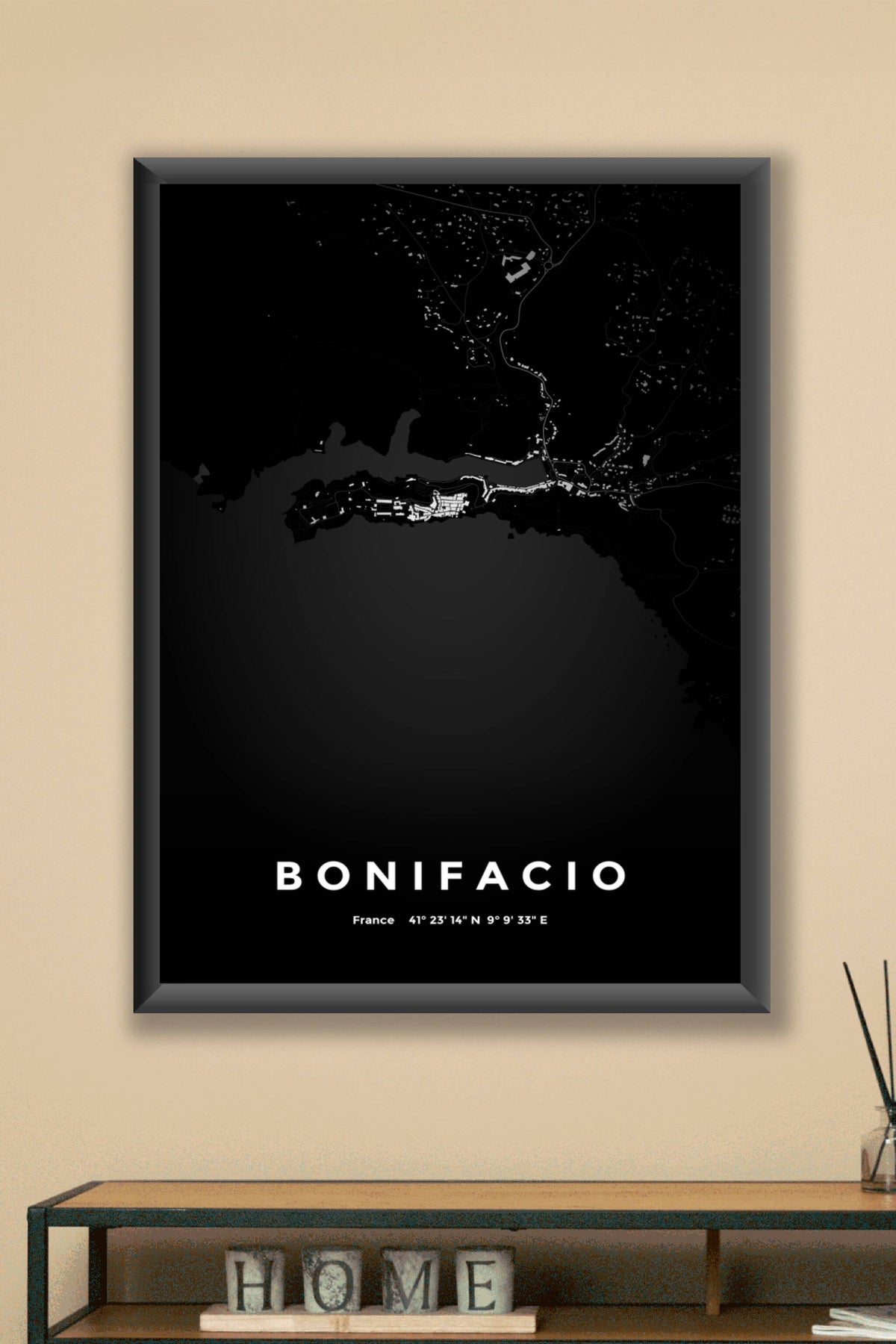 Carte de Bonifacio nuit - Affiche personnalisée