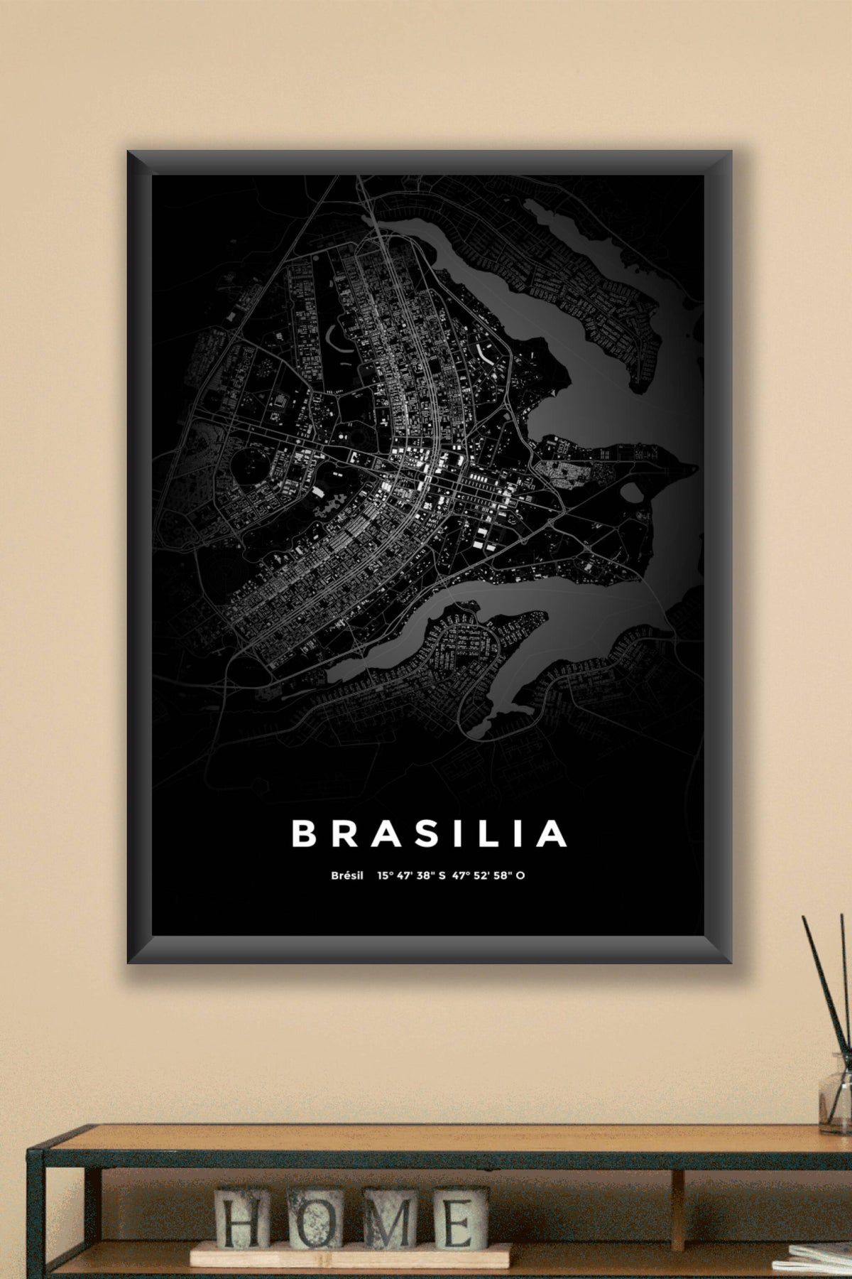 Carte de Brasilia nuit - Affiche personnalisée