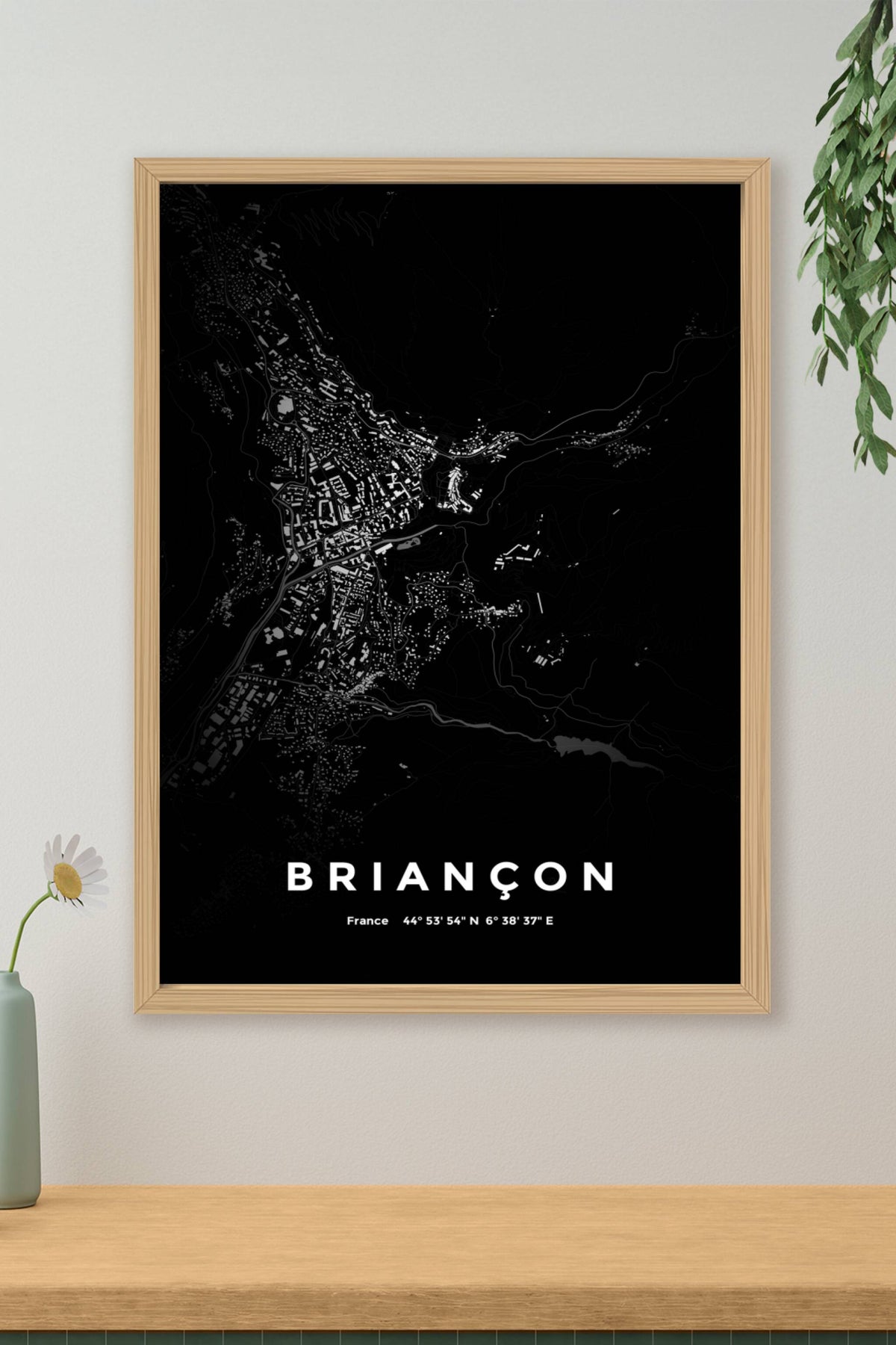 Carte de Briançon nuit - Affiche personnalisée