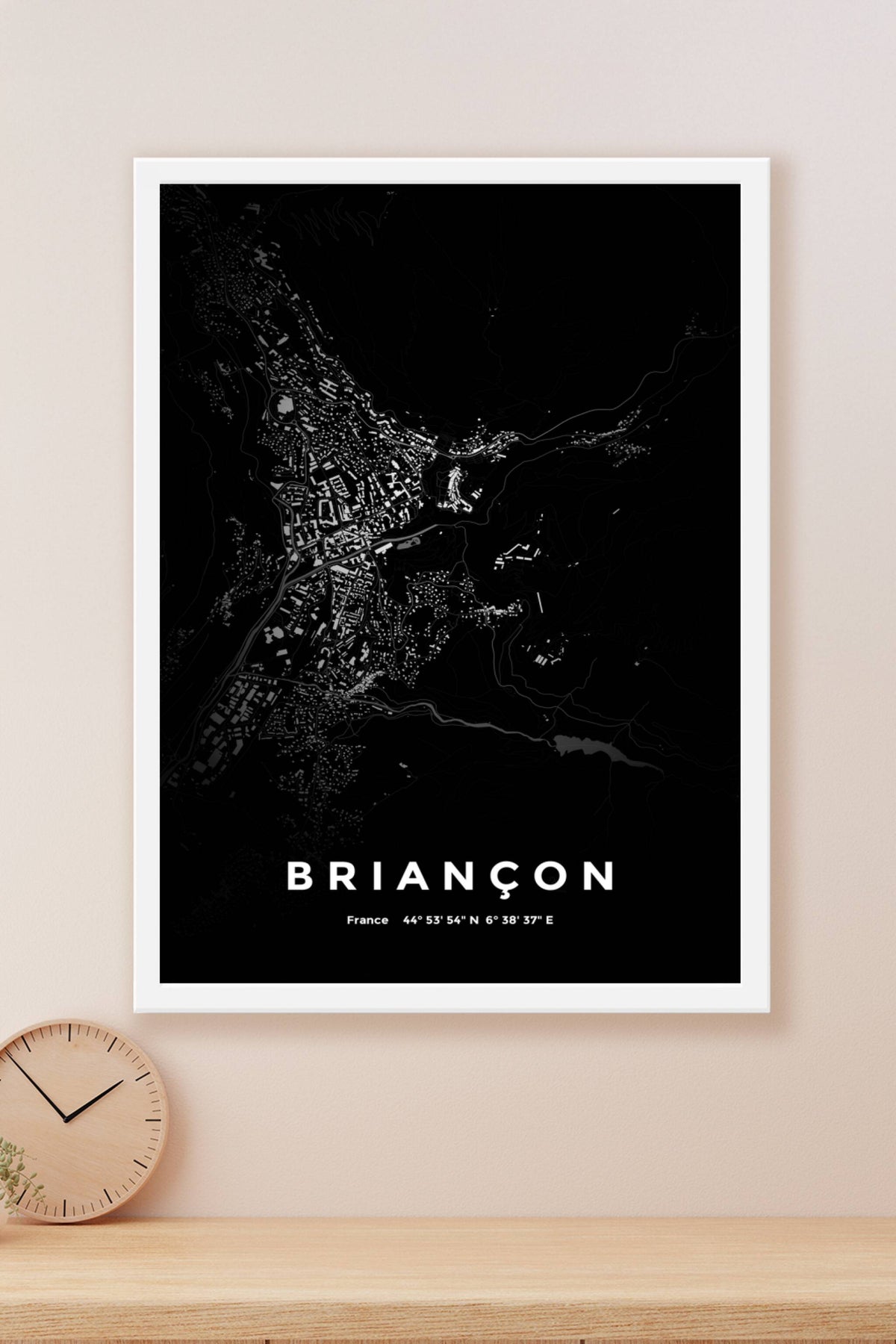 Carte de Briançon nuit - Affiche personnalisée