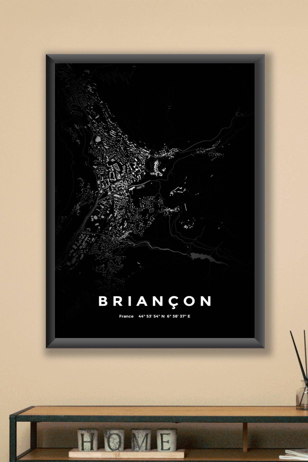 Carte de Briançon nuit - Affiche personnalisée