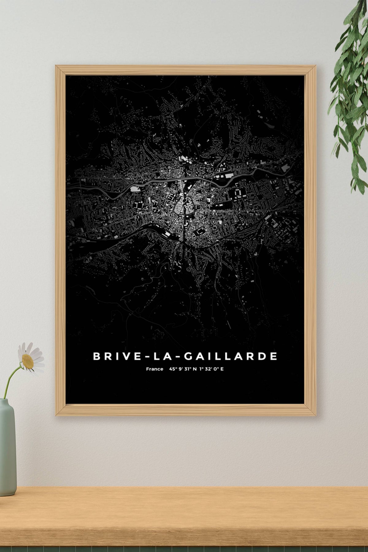 Carte de Brive-la-Gaillarde nuit - Affiche personnalisée