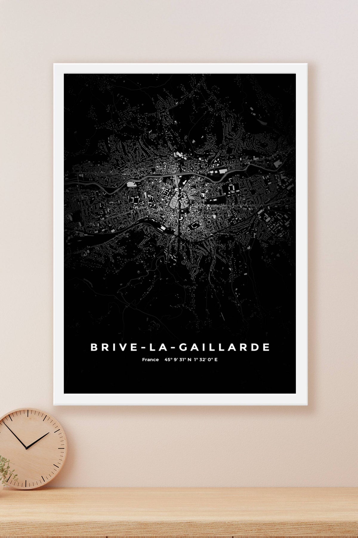 Carte de Brive-la-Gaillarde nuit - Affiche personnalisée