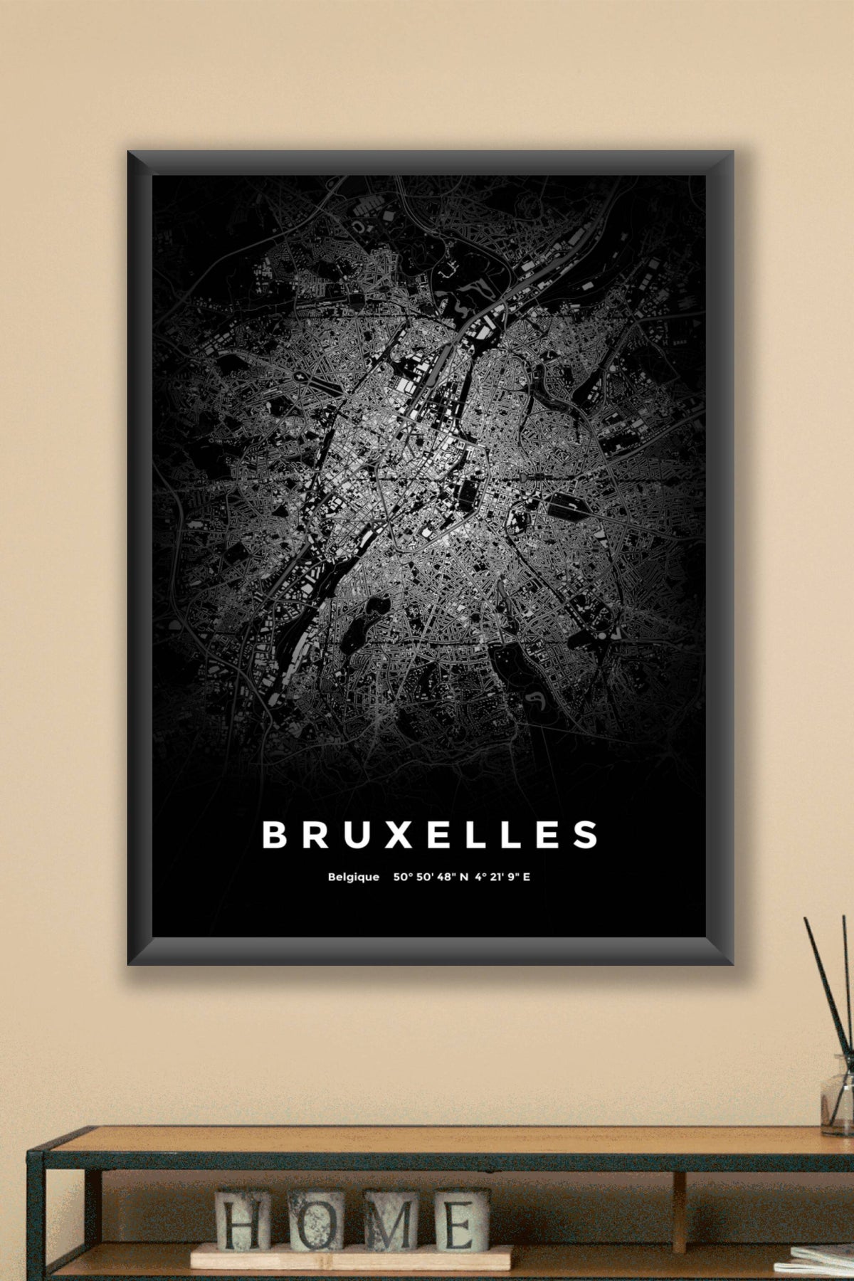 Carte de Bruxelles nuit - Affiche personnalisée