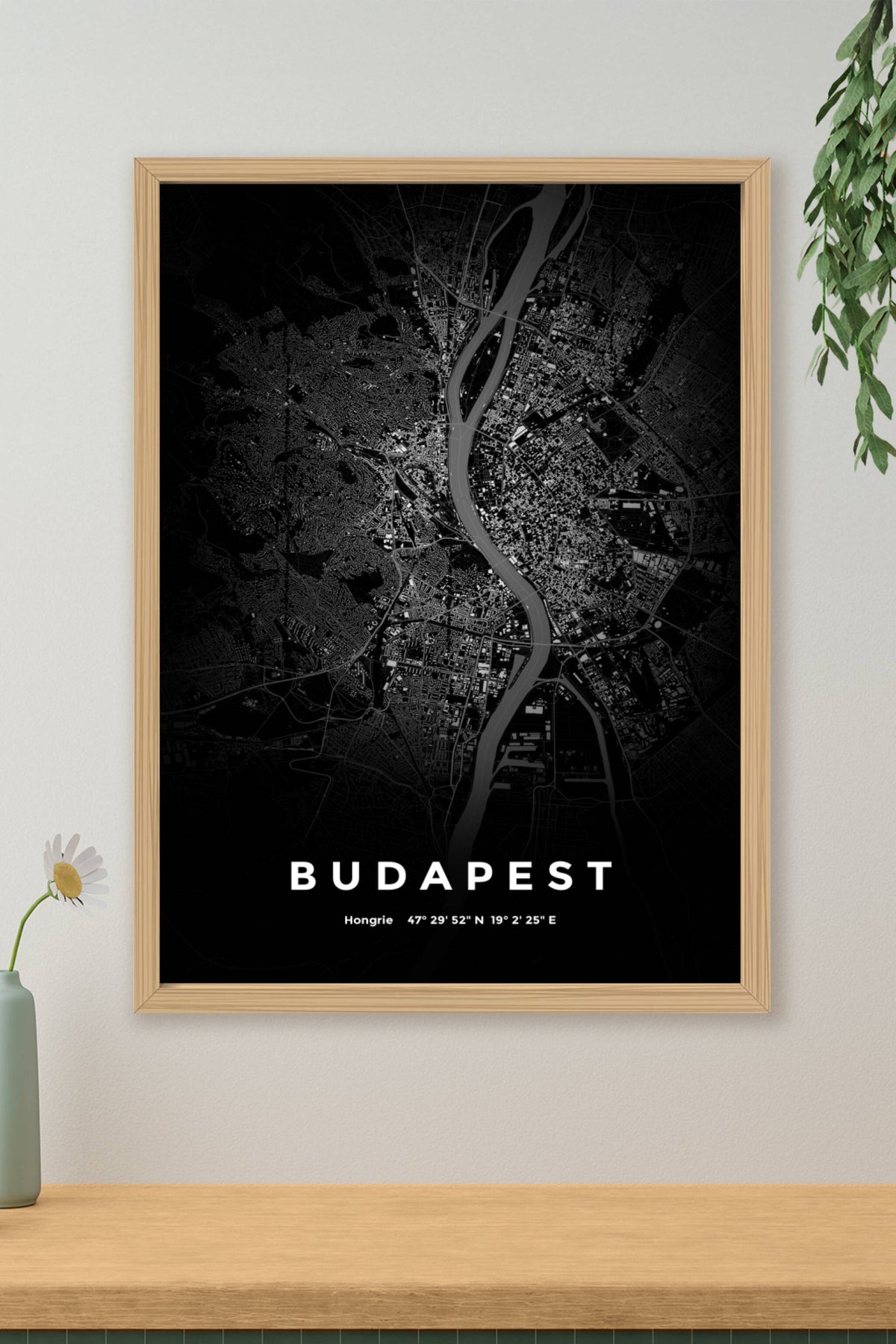 Carte de Budapest nuit - Affiche personnalisée