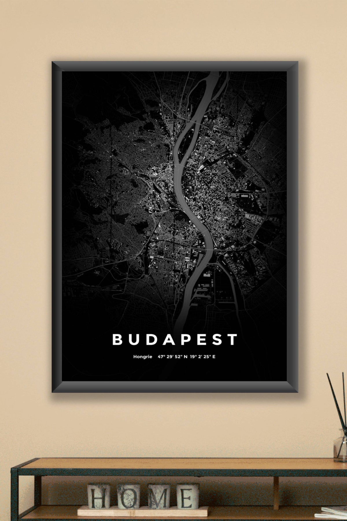 Carte de Budapest nuit - Affiche personnalisée