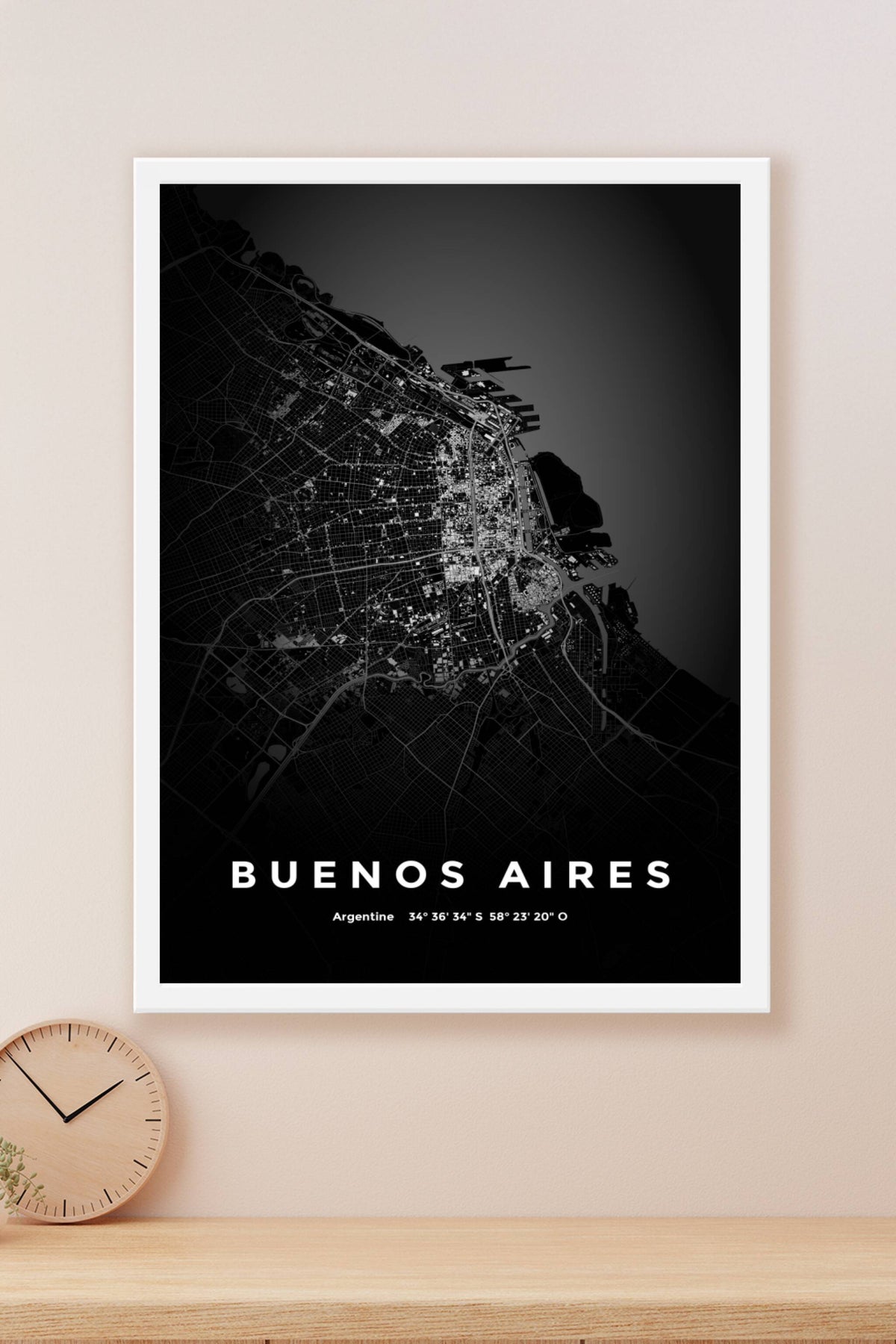 Carte de Buenos Aires nuit - Affiche personnalisée
