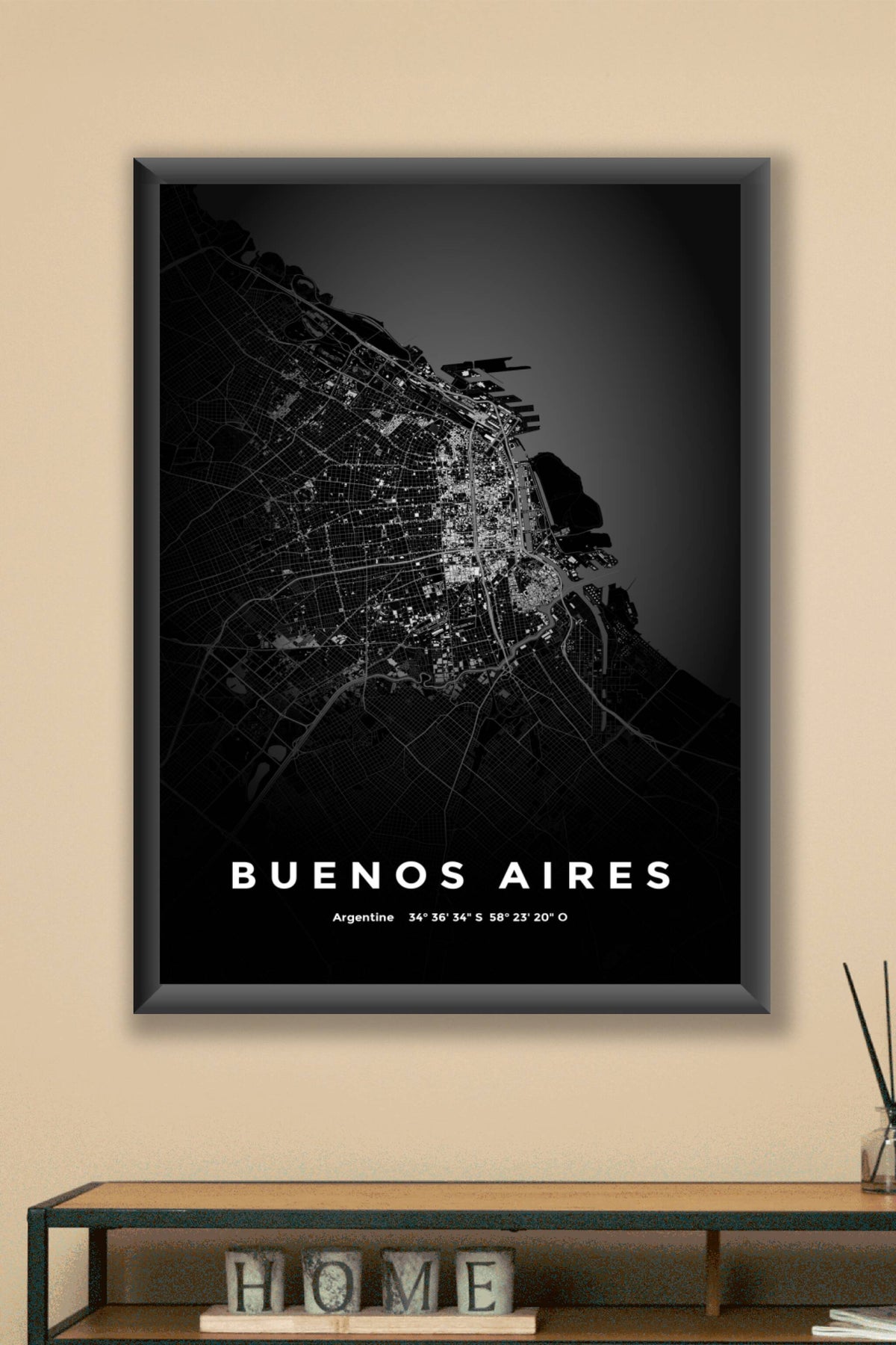 Carte de Buenos Aires nuit - Affiche personnalisée