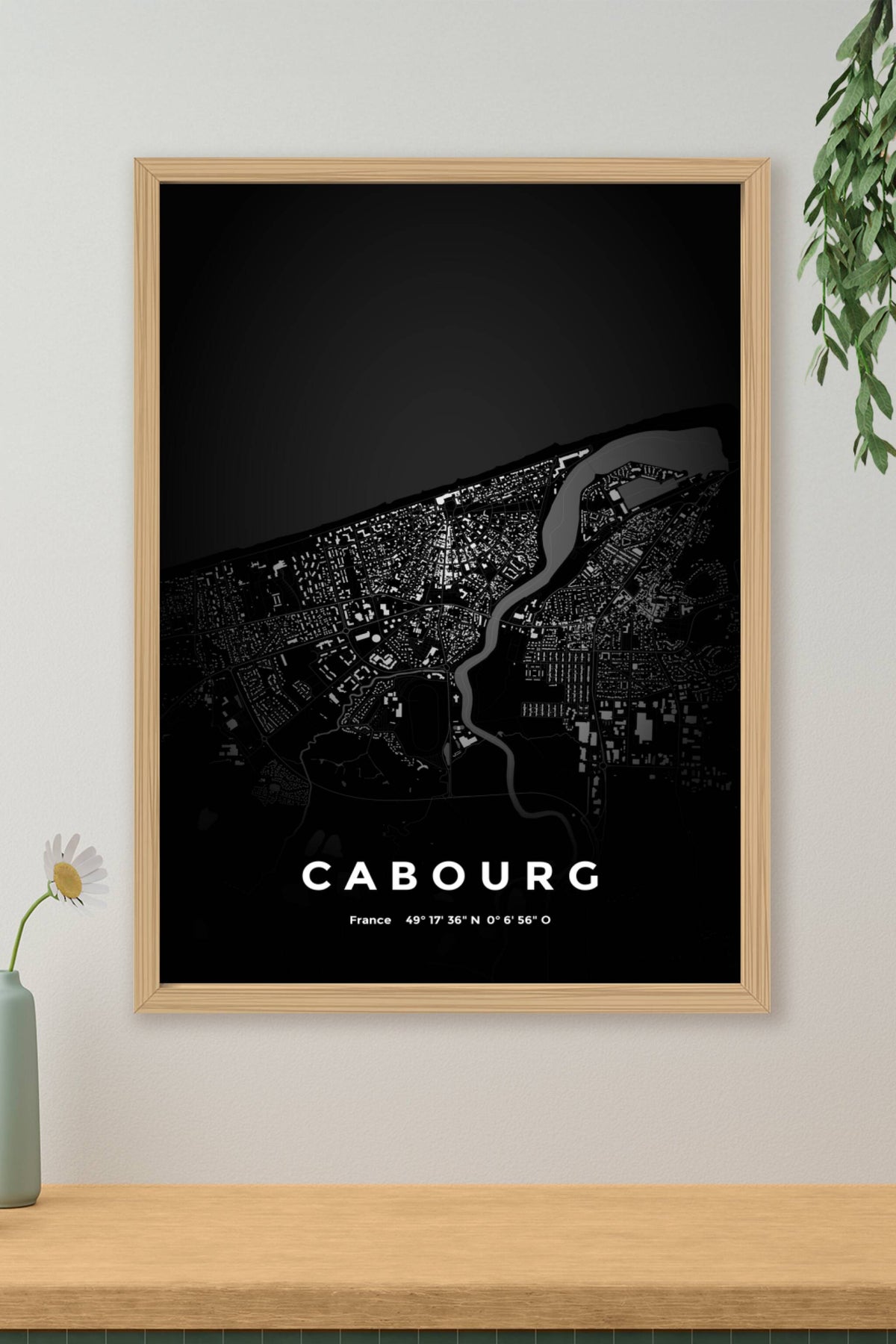Carte de Cabourg nuit - Affiche personnalisée