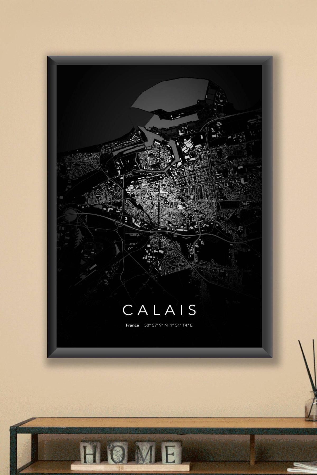 Carte de Calais nuit - Affiche personnalisée