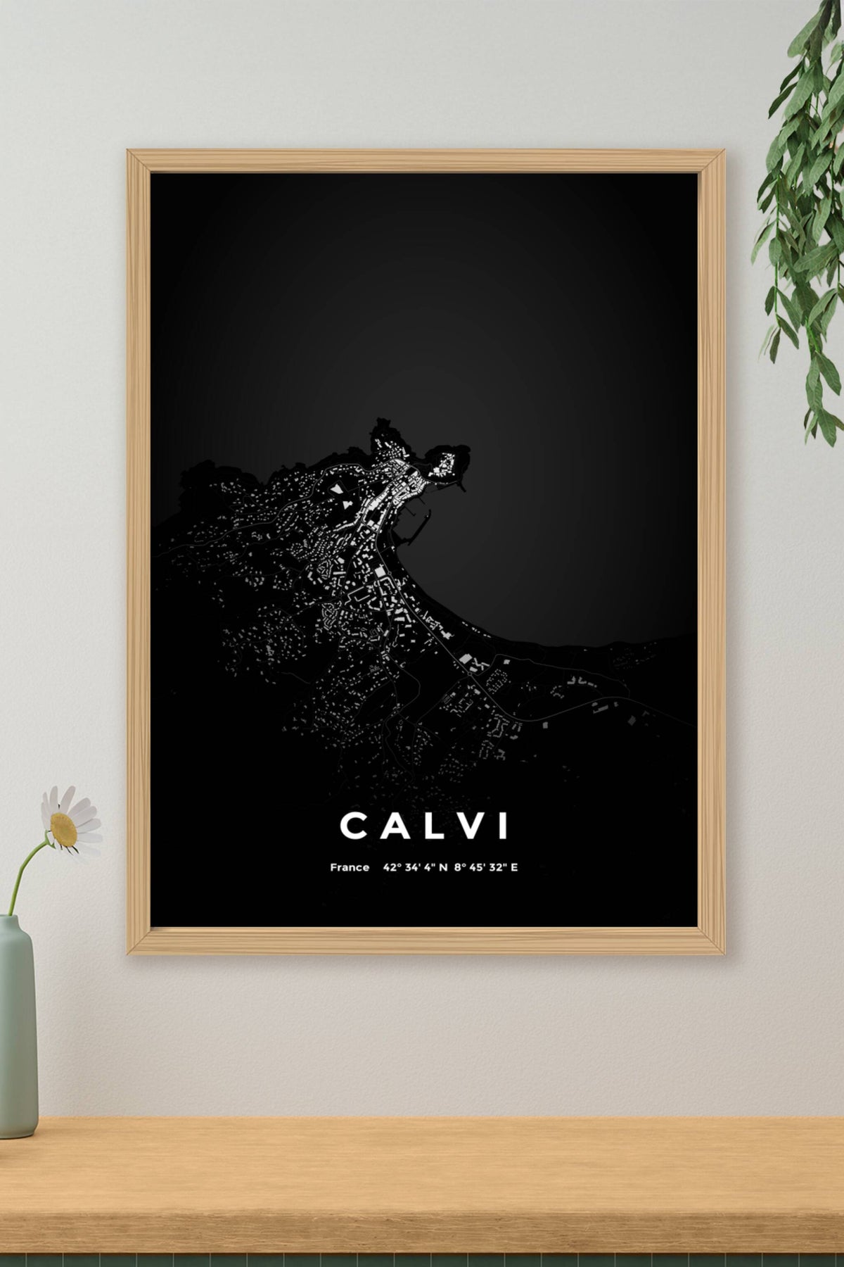 Carte de Calvi nuit - Affiche personnalisée
