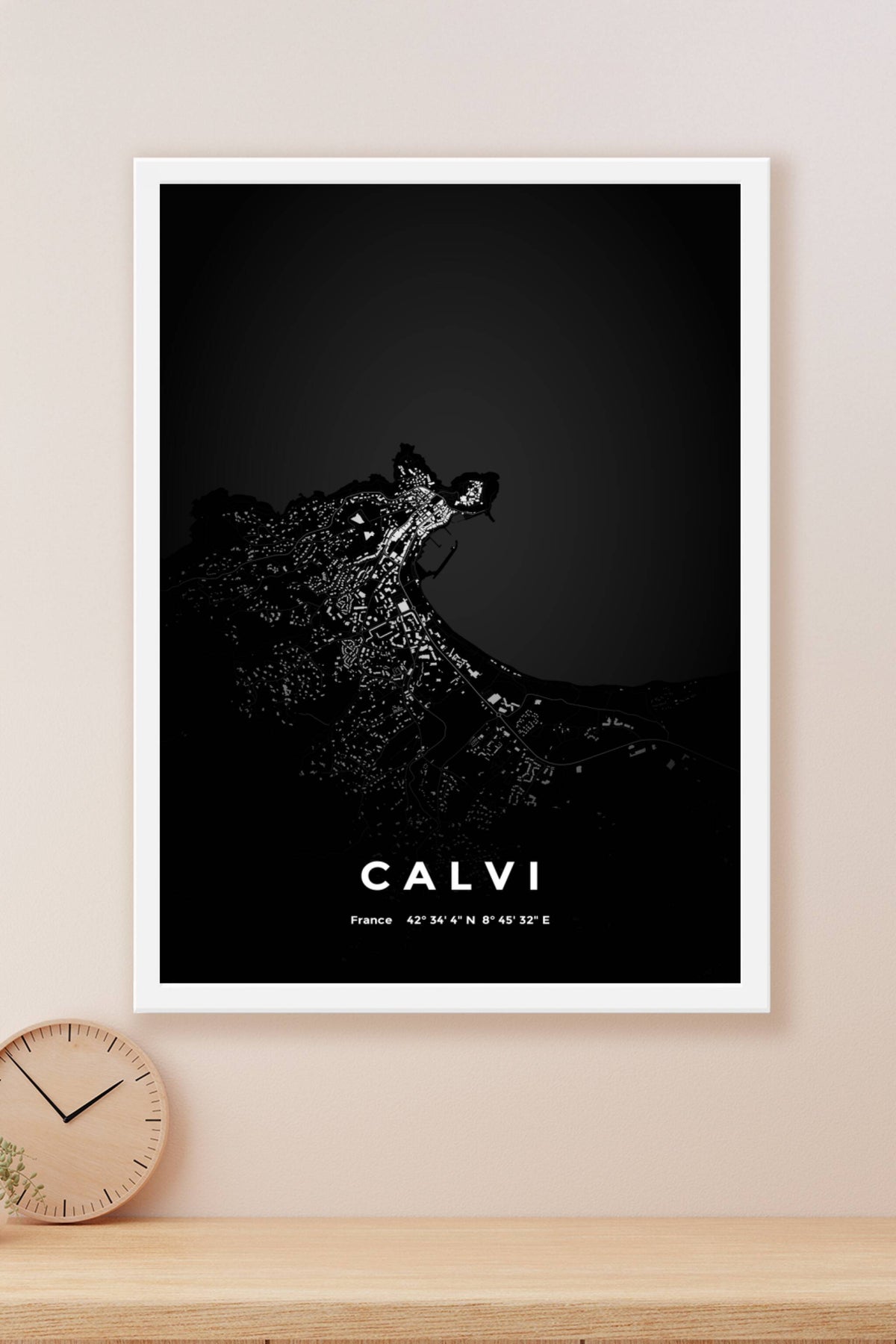 Carte de Calvi nuit - Affiche personnalisée