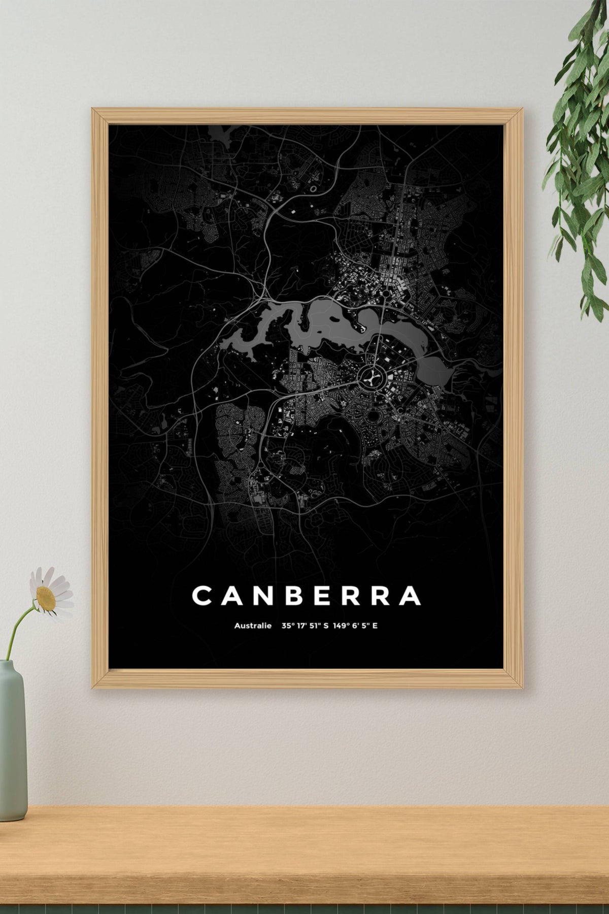 Carte de Canberra nuit - Affiche personnalisée