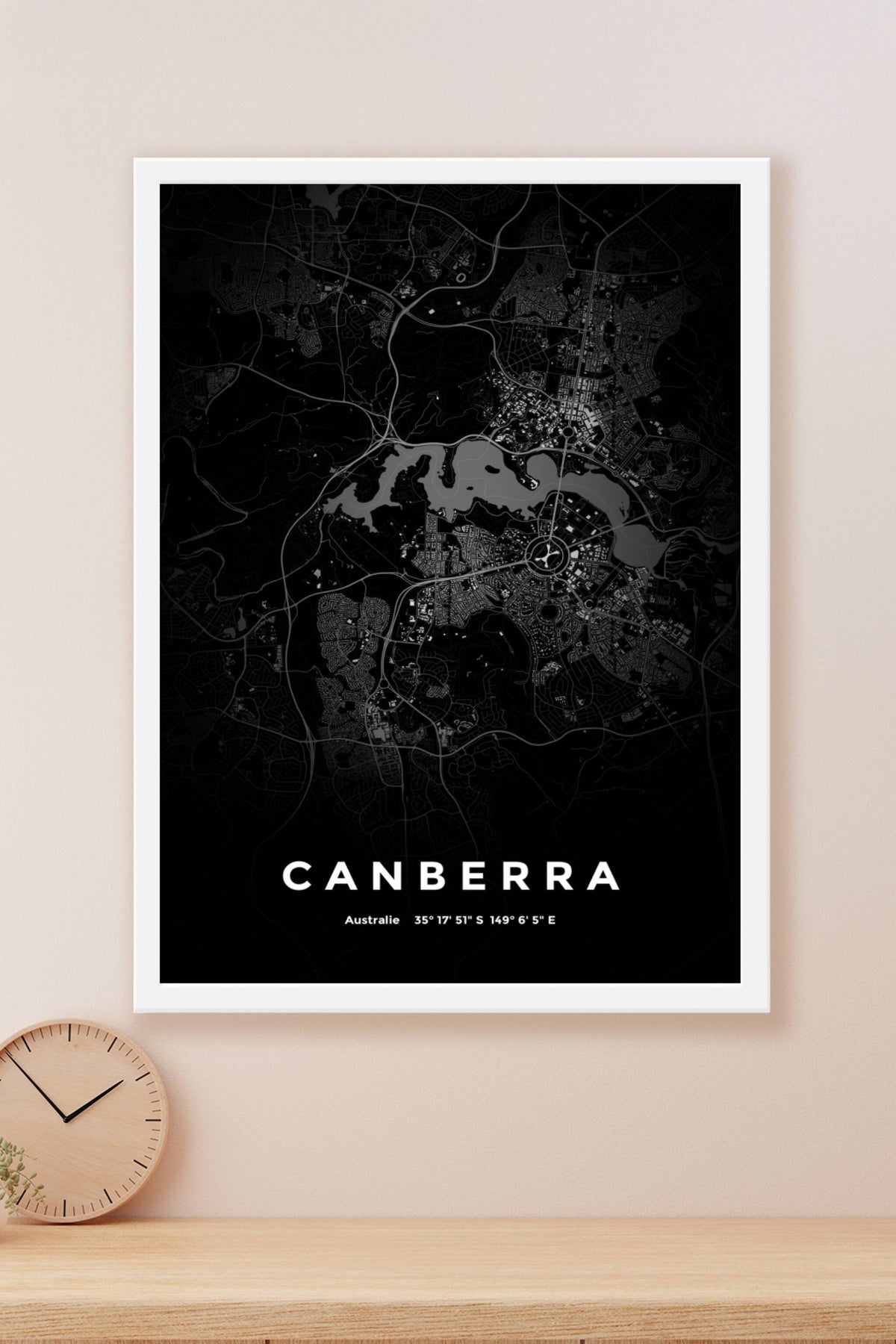 Carte de Canberra nuit - Affiche personnalisée