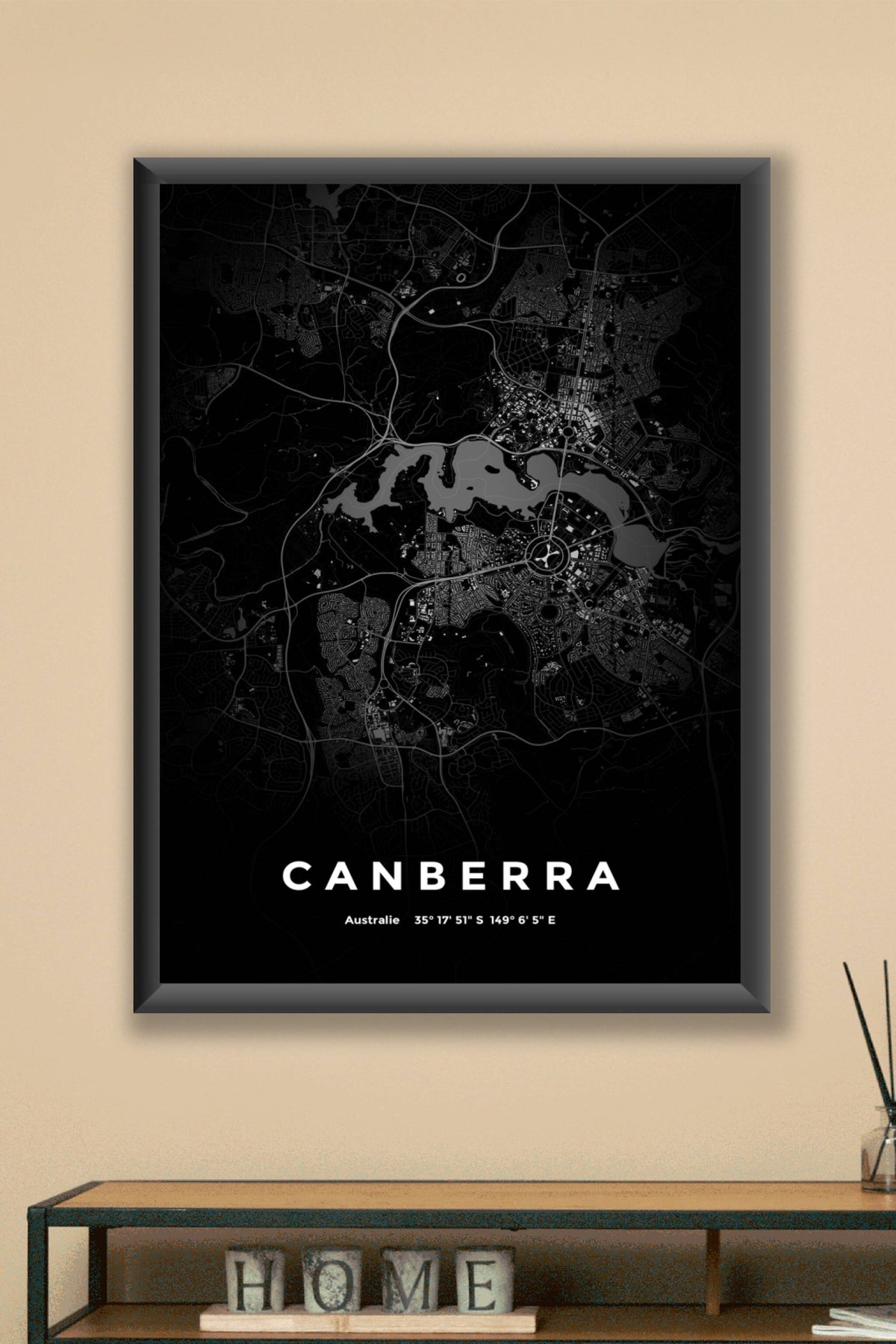 Carte de Canberra nuit - Affiche personnalisée
