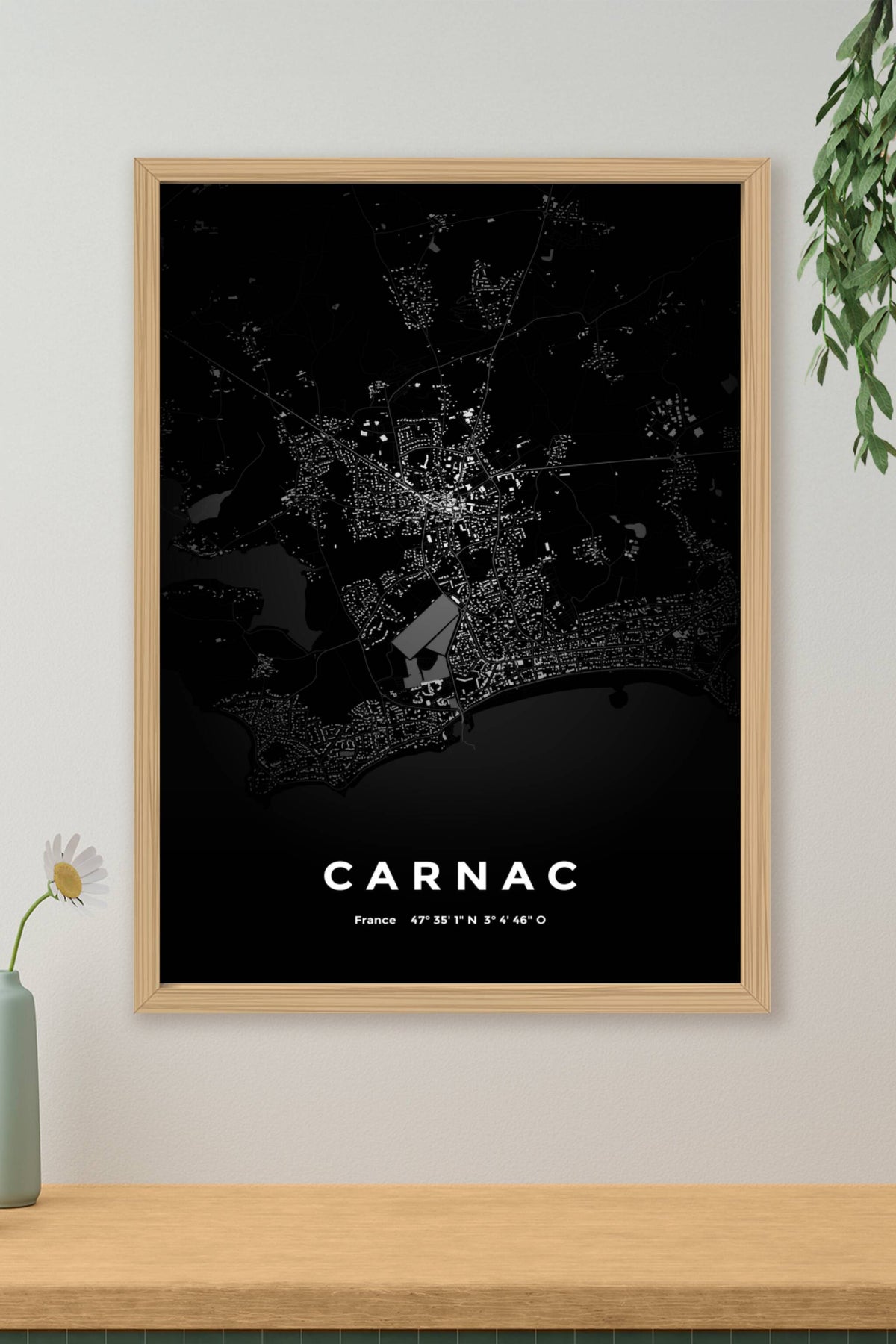 Carte de Carnac nuit - Affiche personnalisée