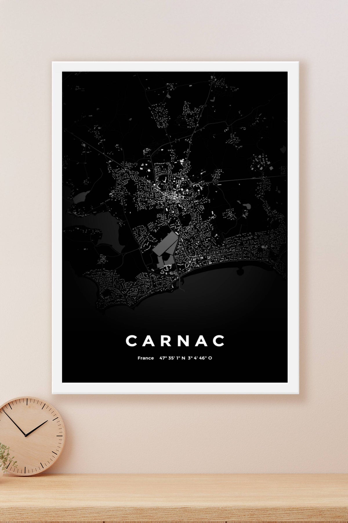 Carte de Carnac nuit - Affiche personnalisée
