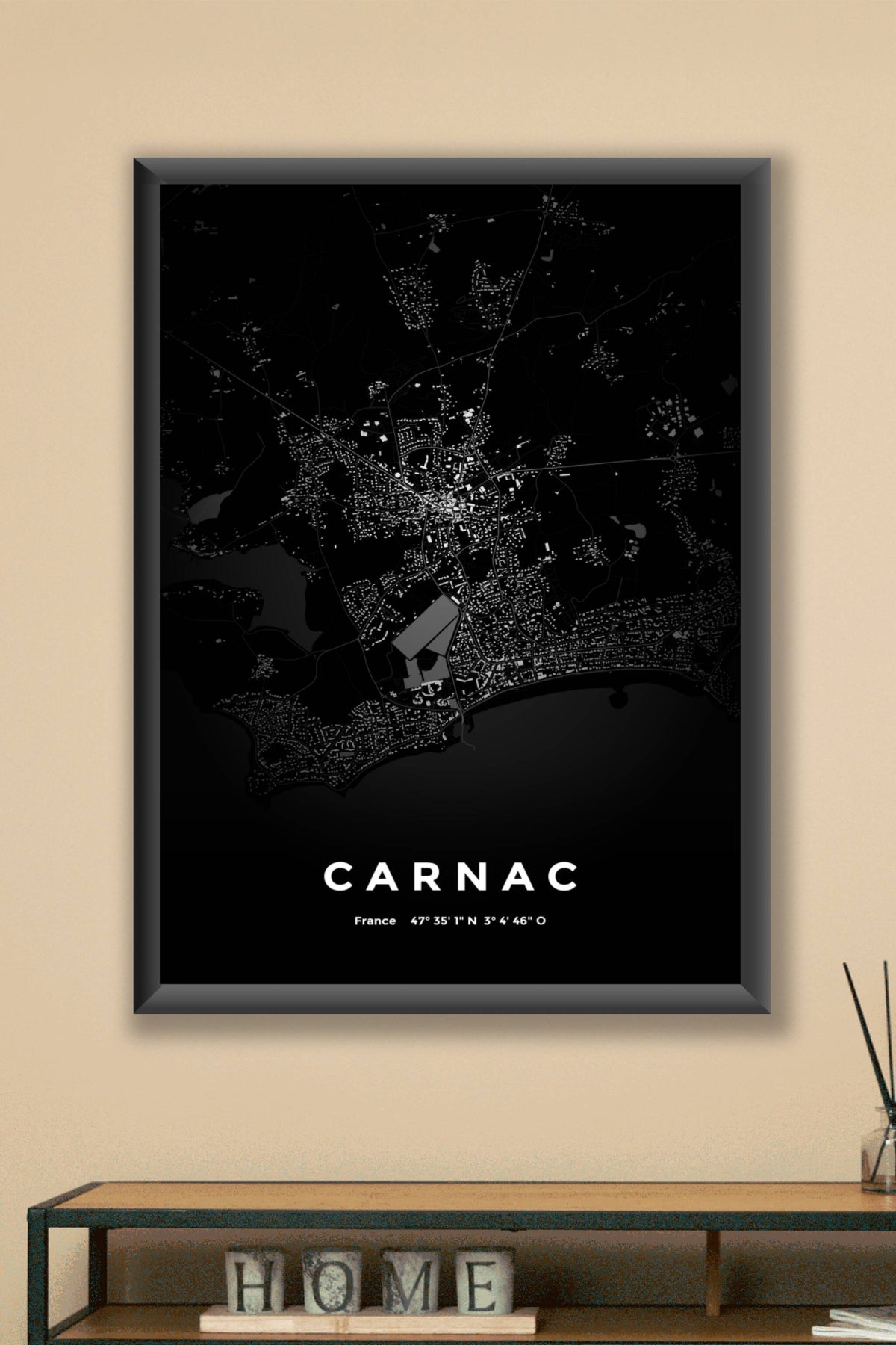 Carte de Carnac nuit - Affiche personnalisée