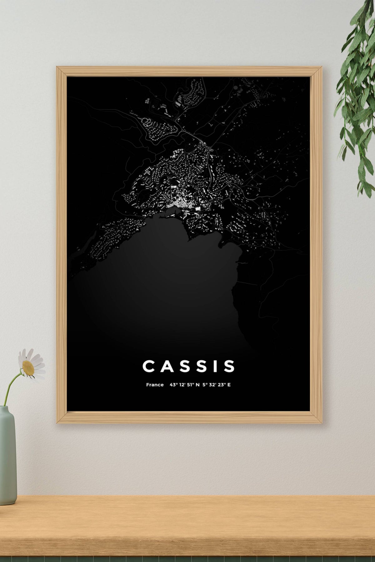 Carte de Cassis nuit - Affiche personnalisée