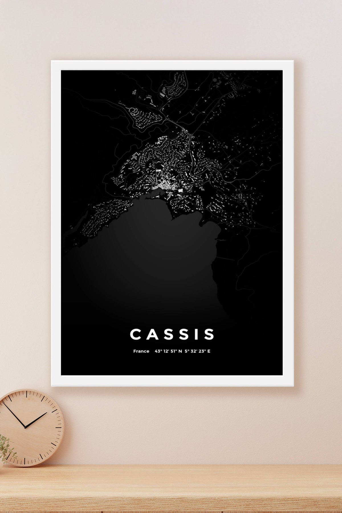 Carte de Cassis nuit - Affiche personnalisée
