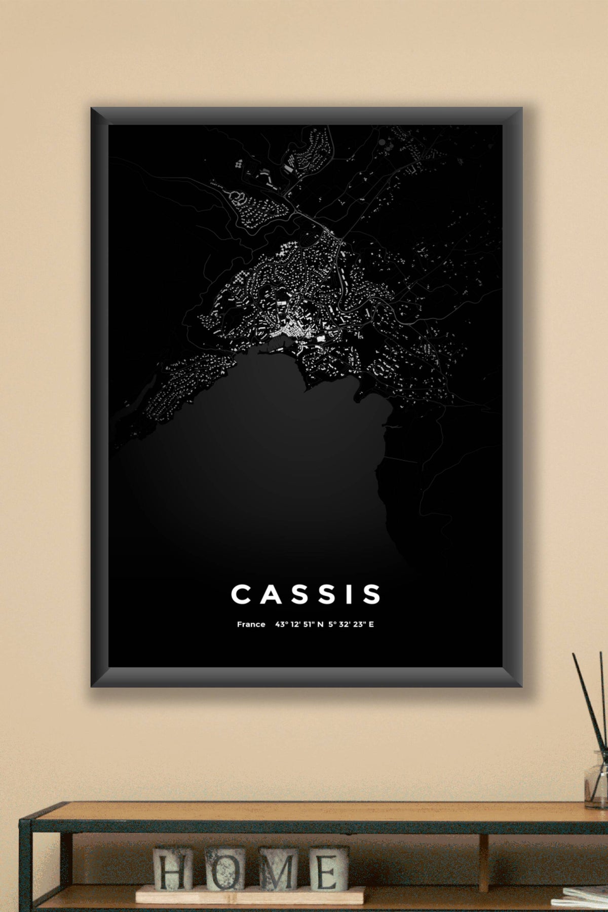 Carte de Cassis nuit - Affiche personnalisée
