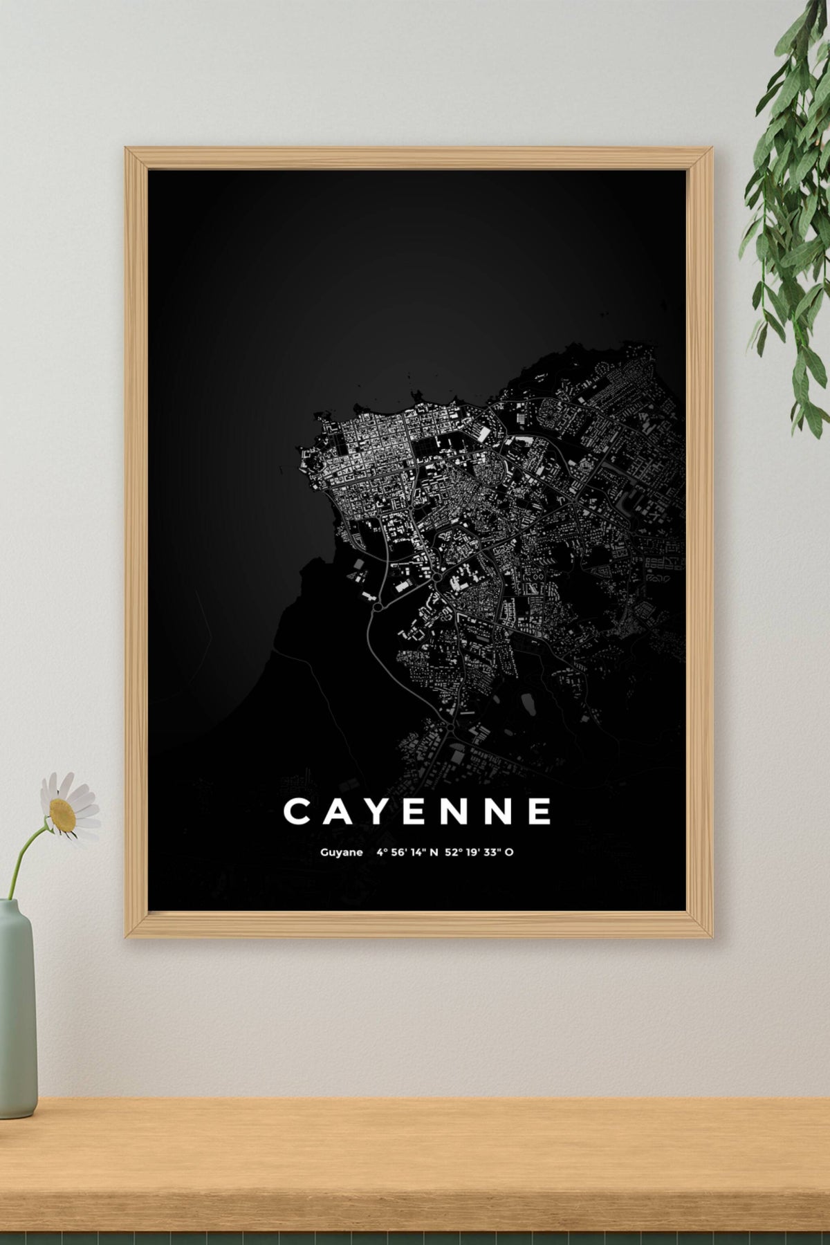 Carte de Cayenne nuit - Affiche personnalisée