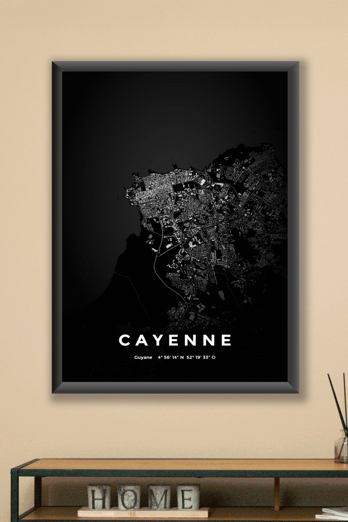 Carte de Cayenne nuit - Affiche personnalisée