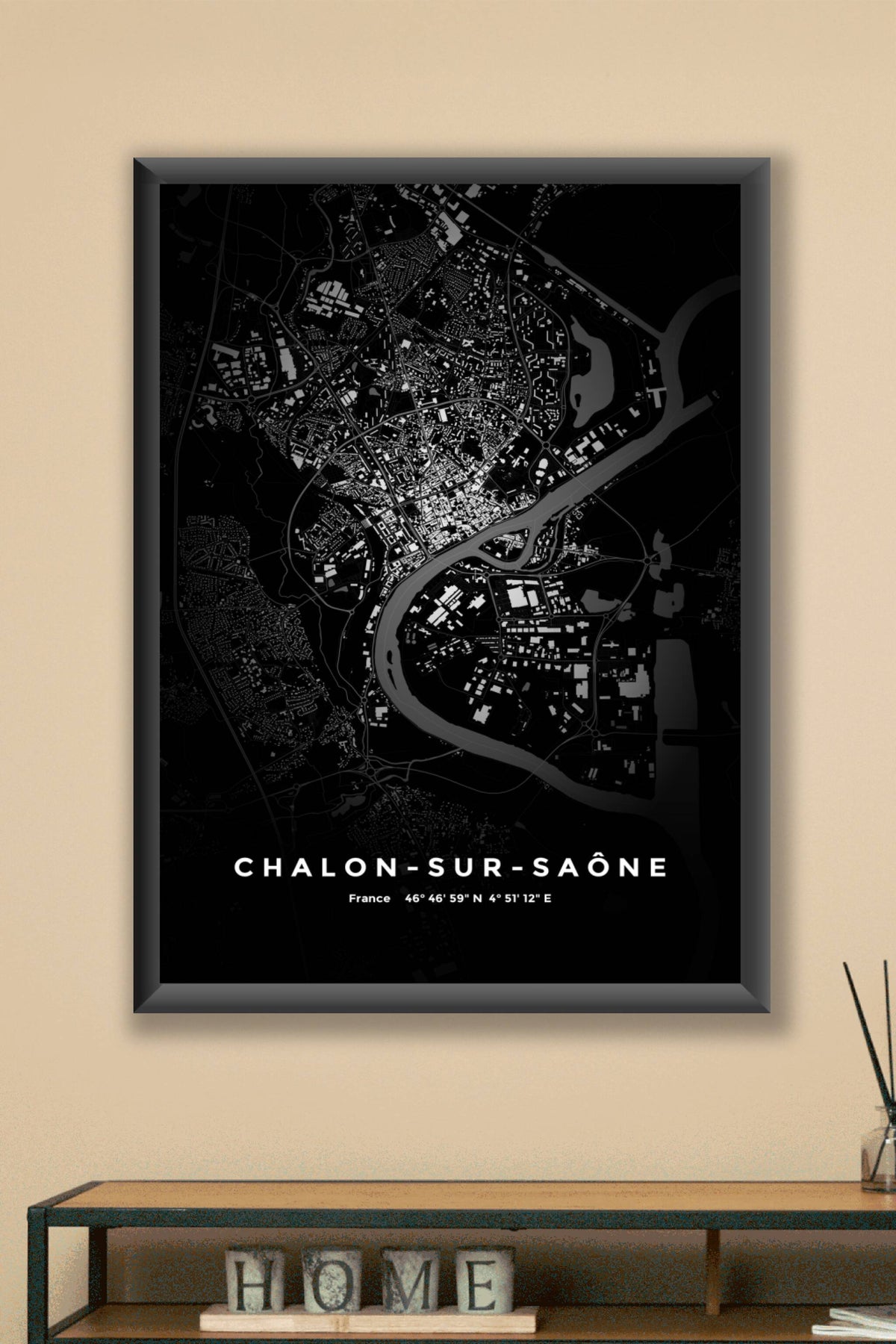 Carte de Chalon-sur-Saône nuit - Affiche personnalisée