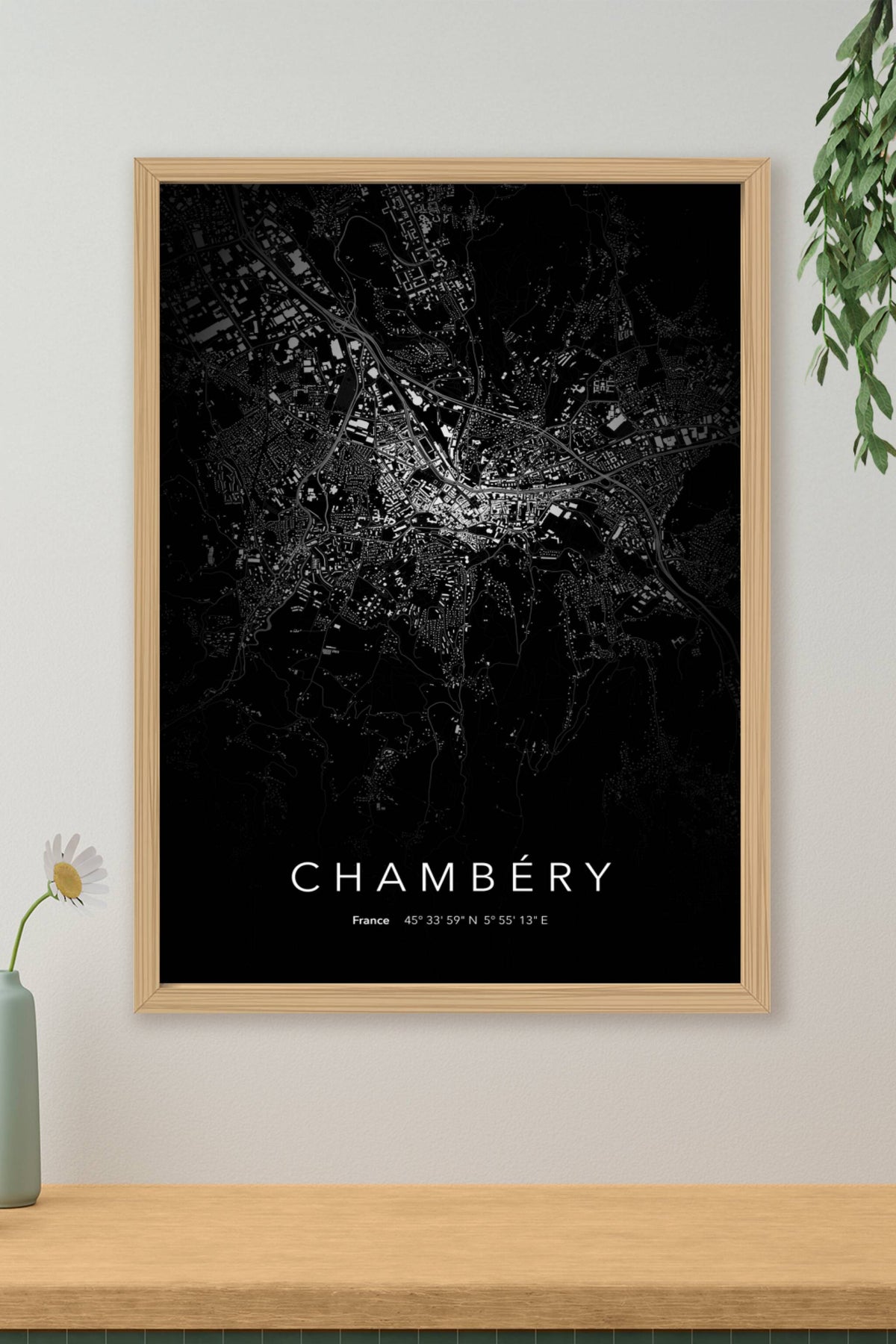 Carte de Chambéry nuit - Affiche personnalisée