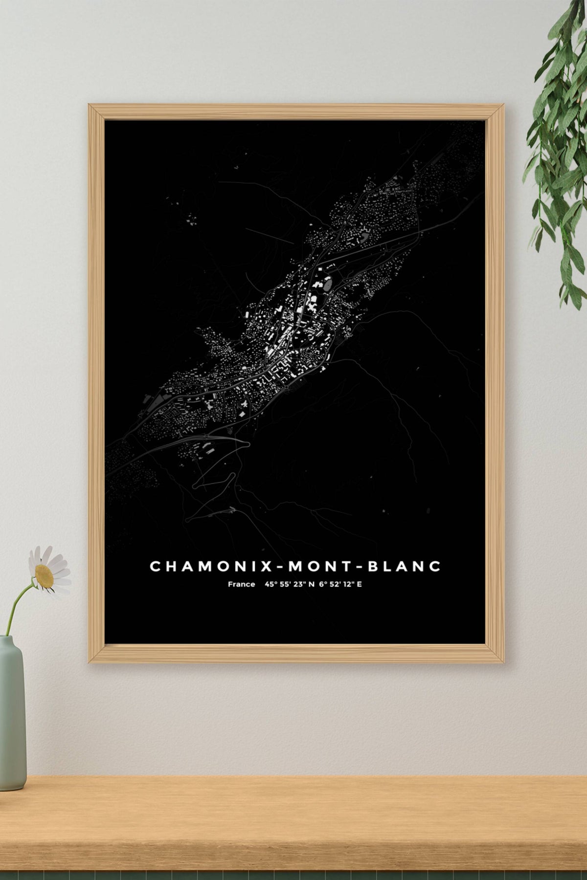 Carte de Chamonix-Mont-Blanc nuit - Affiche personnalisée
