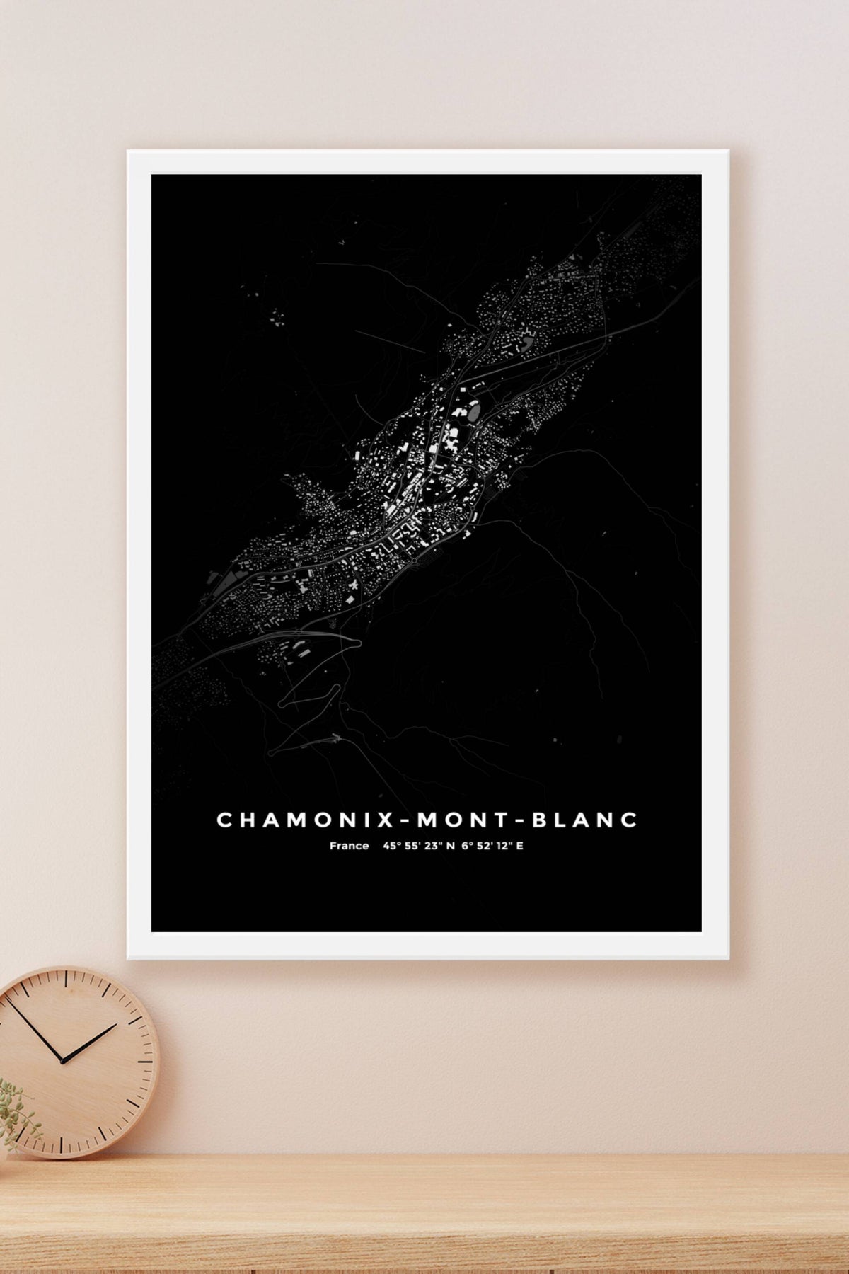 Carte de Chamonix-Mont-Blanc nuit - Affiche personnalisée