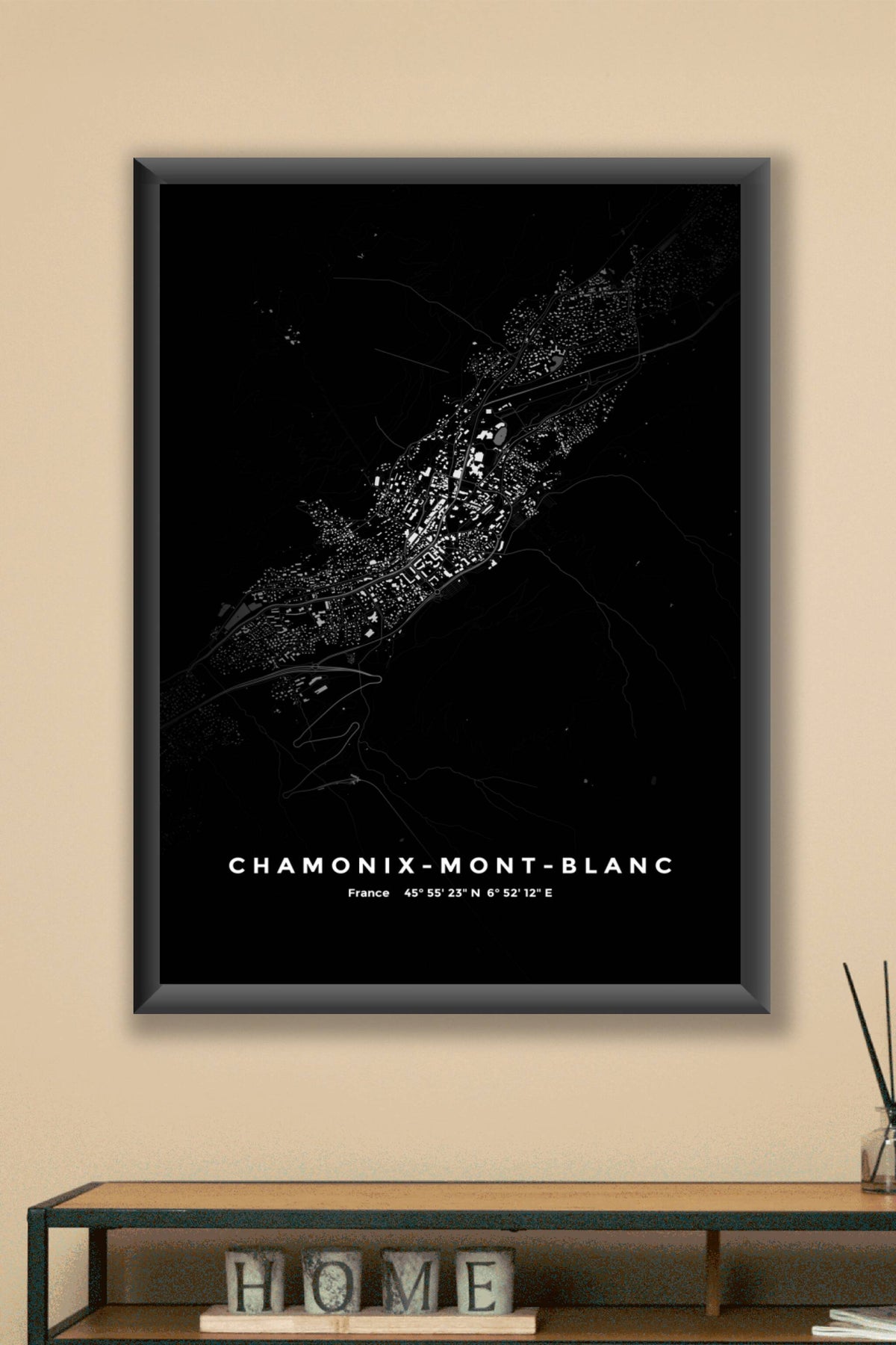 Carte de Chamonix-Mont-Blanc nuit - Affiche personnalisée