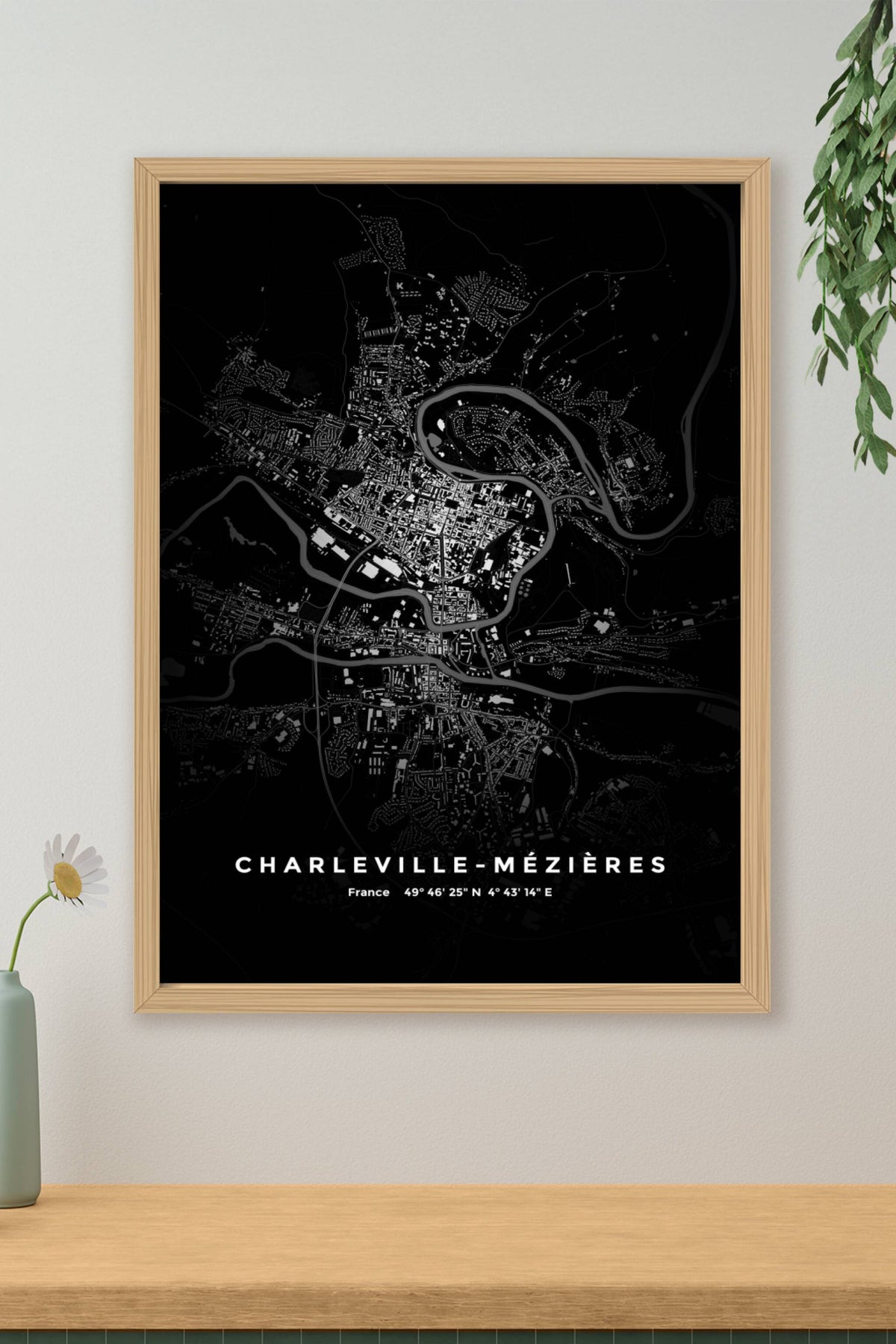 Carte de Charleville-Mézières nuit - Affiche personnalisée