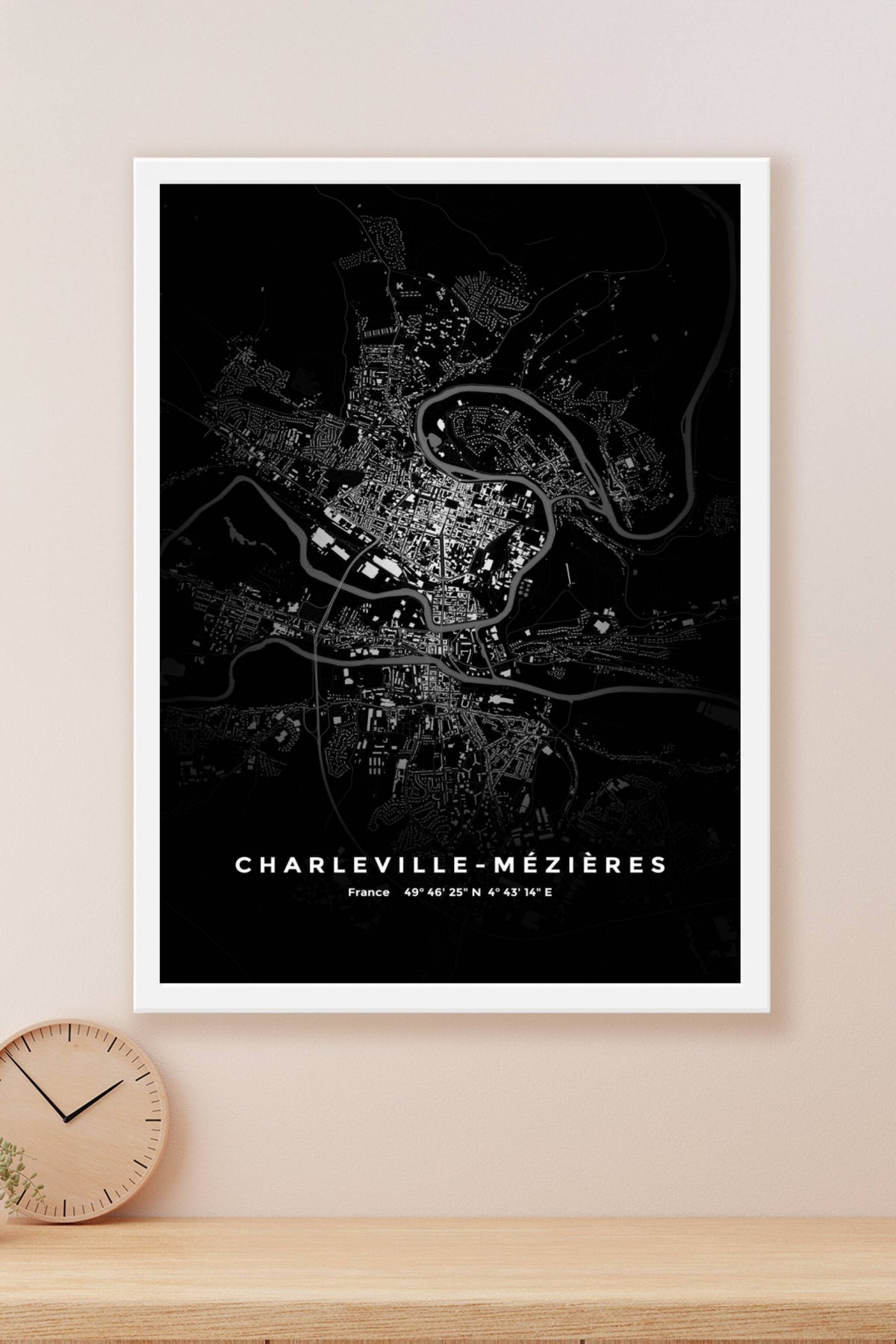 Carte de Charleville-Mézières nuit - Affiche personnalisée