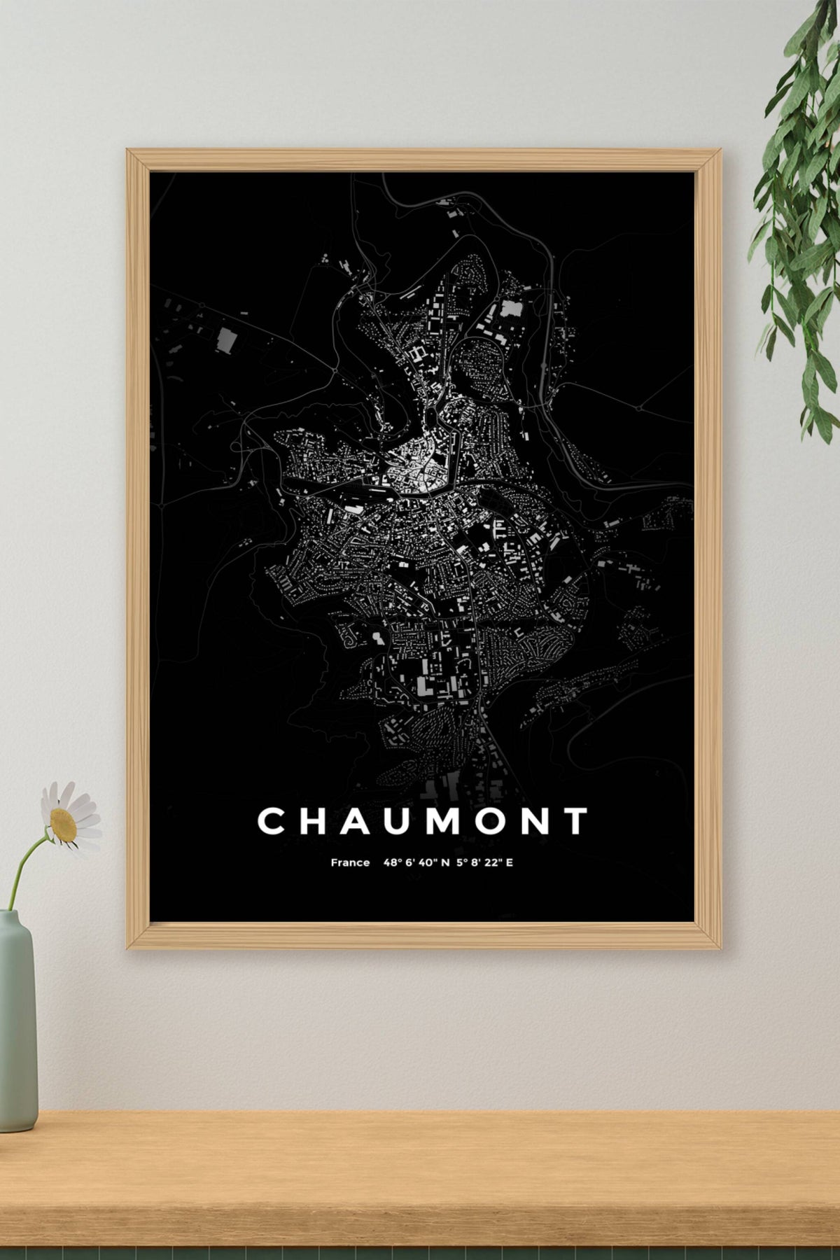 Carte de Chaumont nuit - Affiche personnalisée