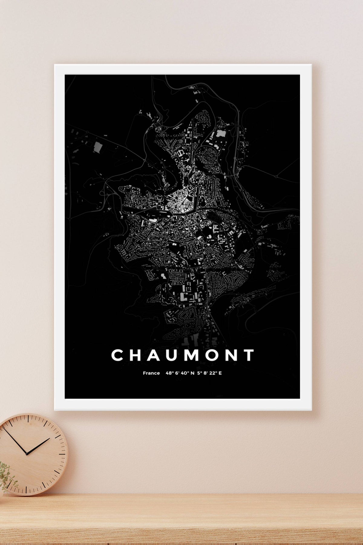 Carte de Chaumont nuit - Affiche personnalisée