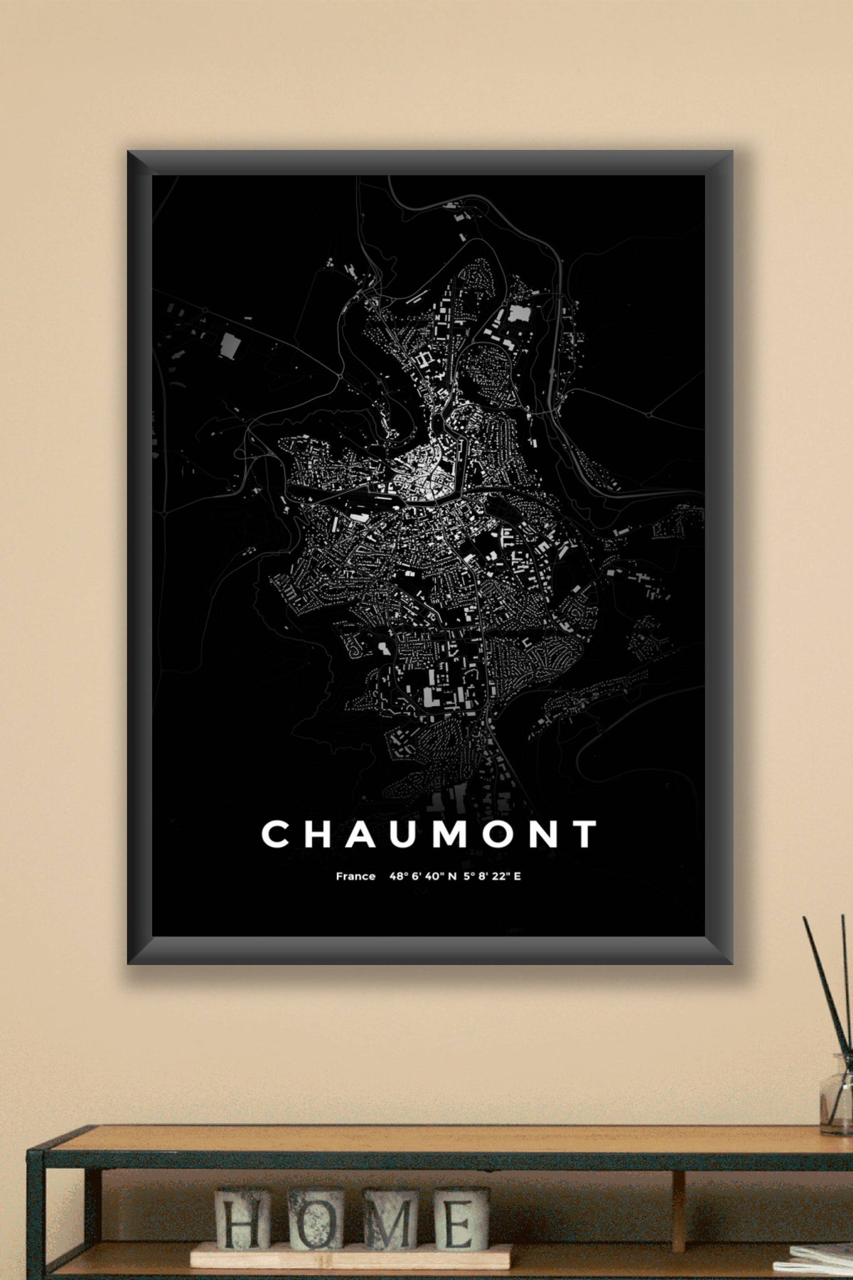 Carte de Chaumont nuit - Affiche personnalisée
