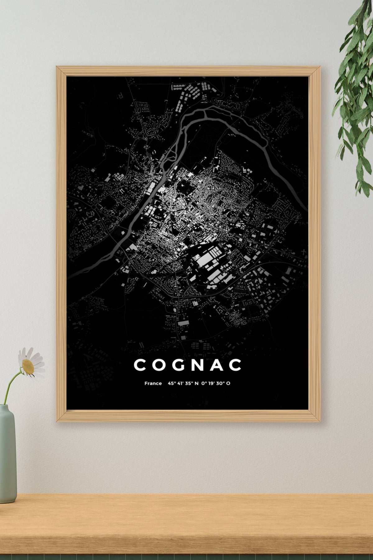 Carte de Cognac nuit - Affiche personnalisée