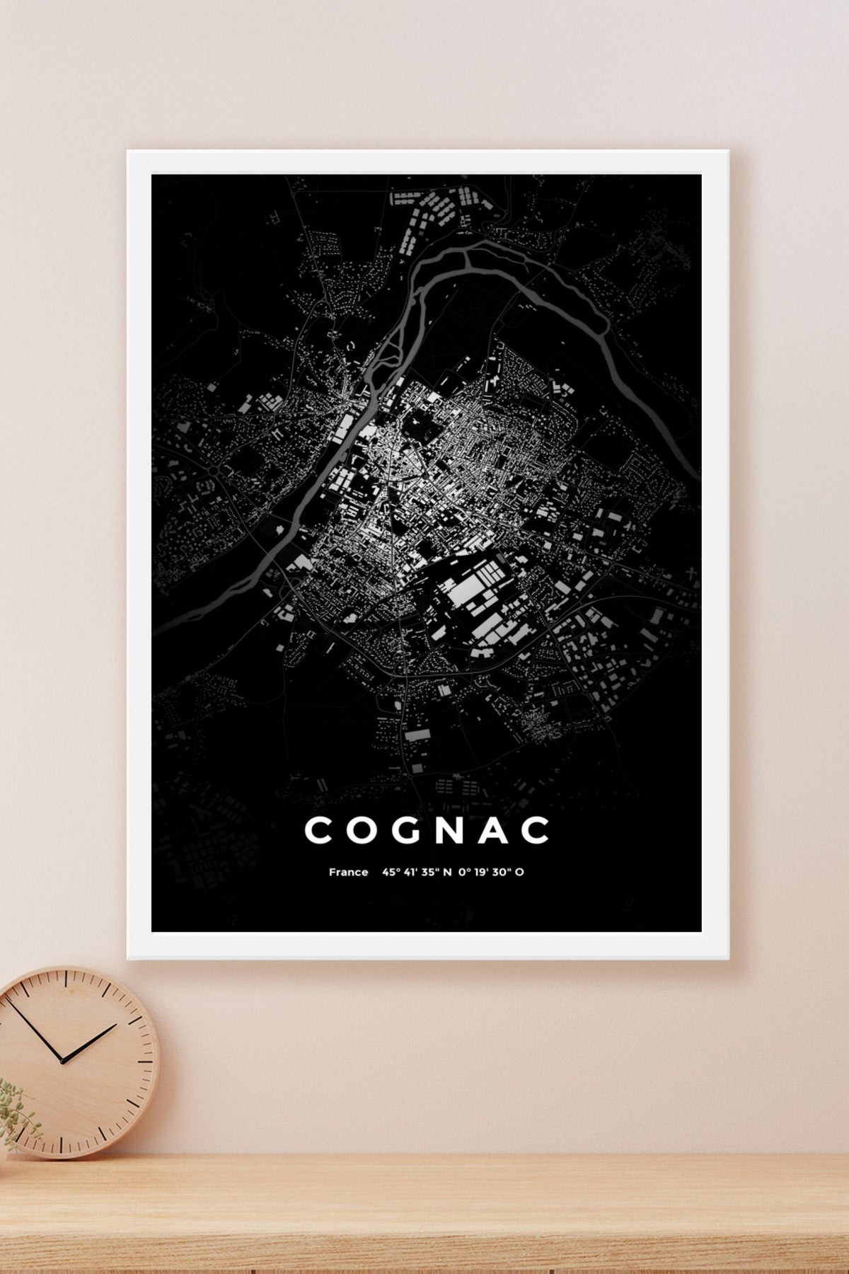 Carte de Cognac nuit - Affiche personnalisée