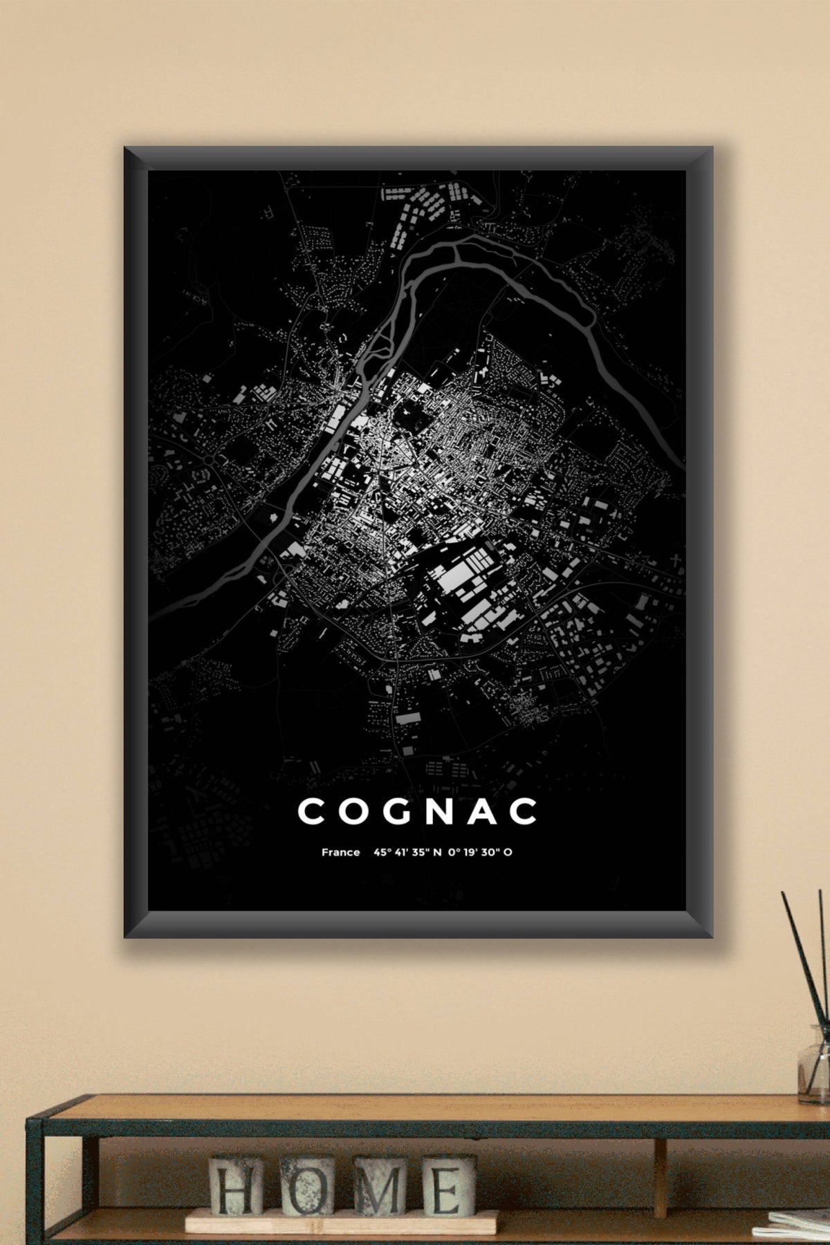 Carte de Cognac nuit - Affiche personnalisée