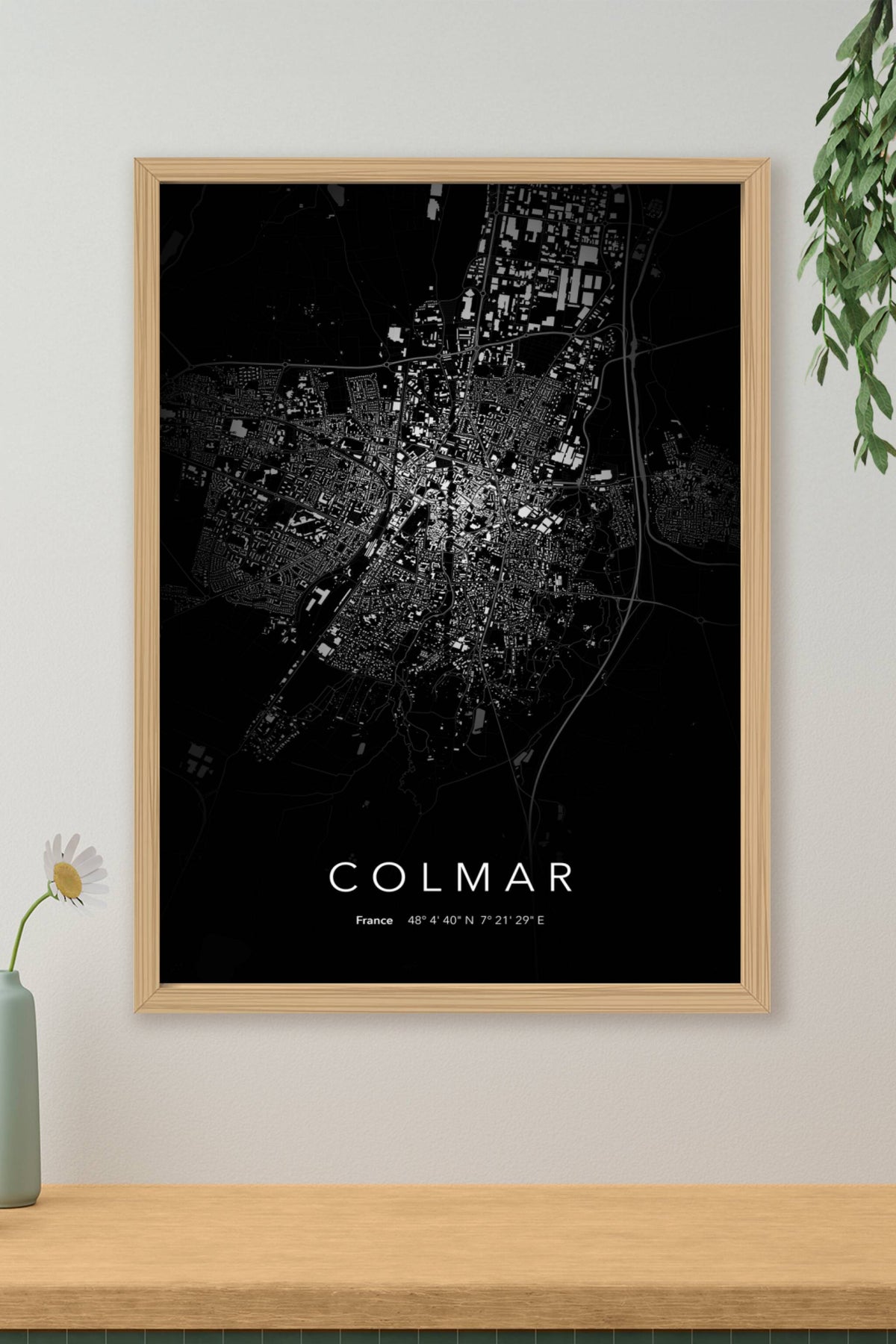 Carte de Colmar nuit - Affiche personnalisée