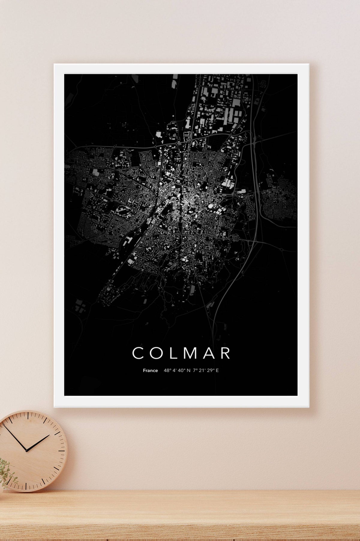 Carte de Colmar nuit - Affiche personnalisée