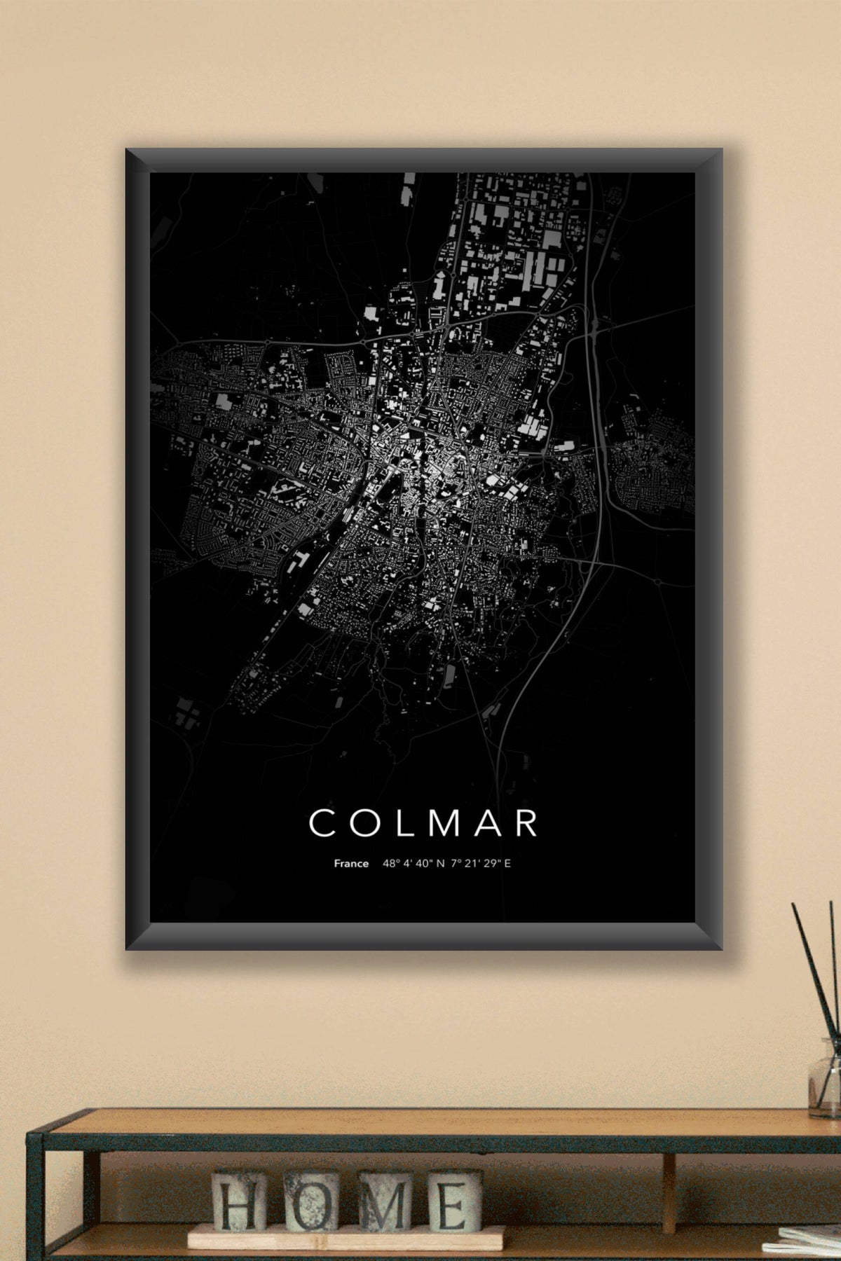 Carte de Colmar nuit - Affiche personnalisée
