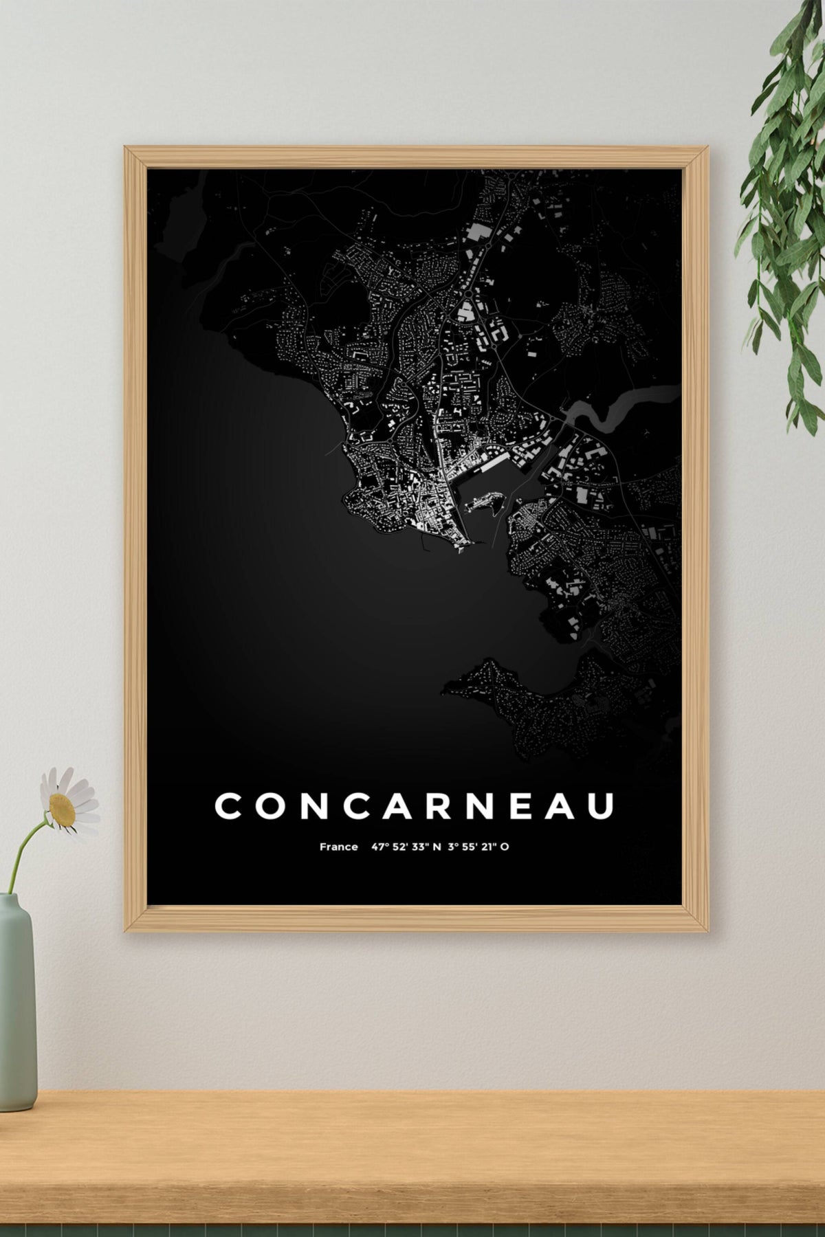 Carte de Concarneau nuit - Affiche personnalisée