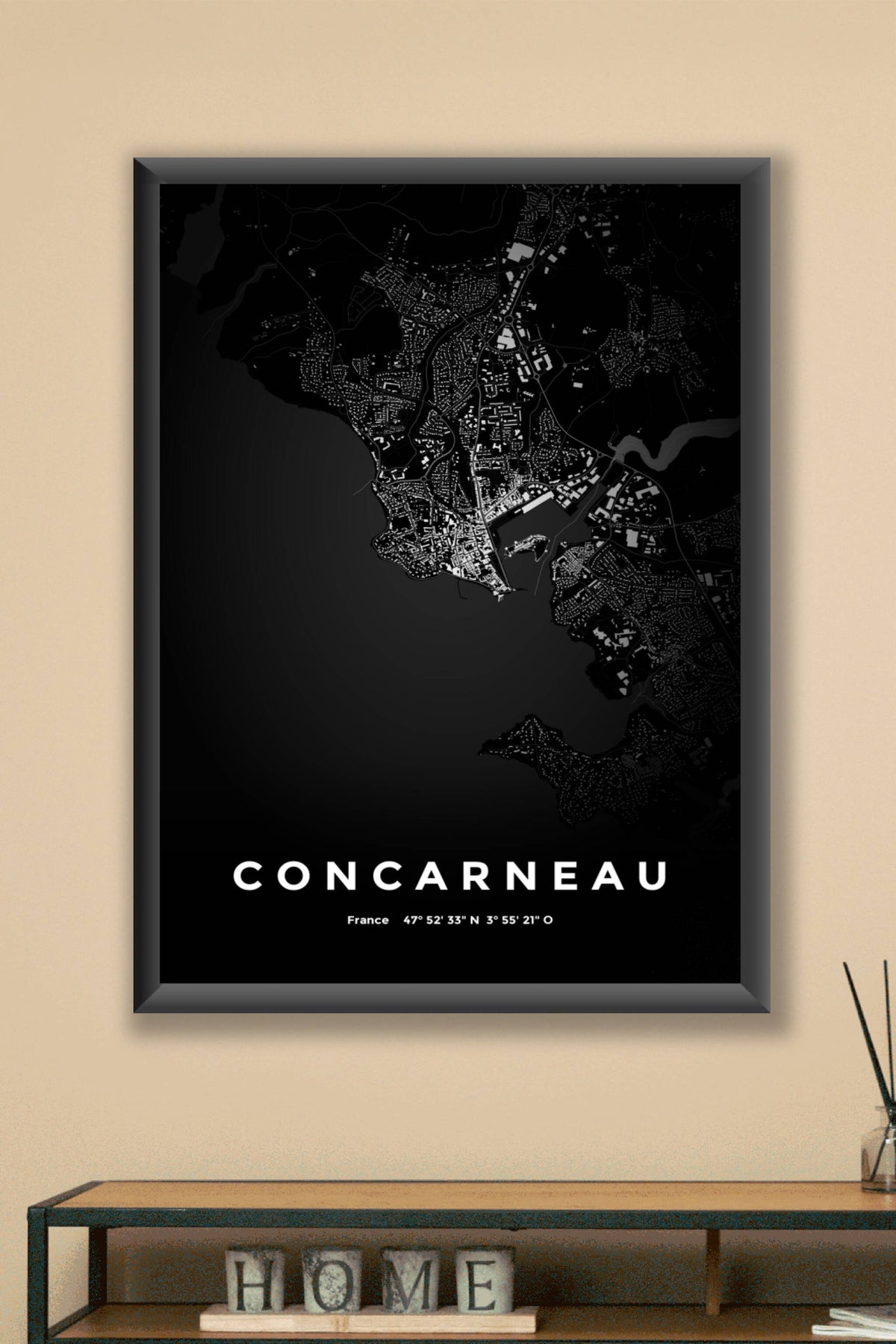 Carte de Concarneau nuit - Affiche personnalisée