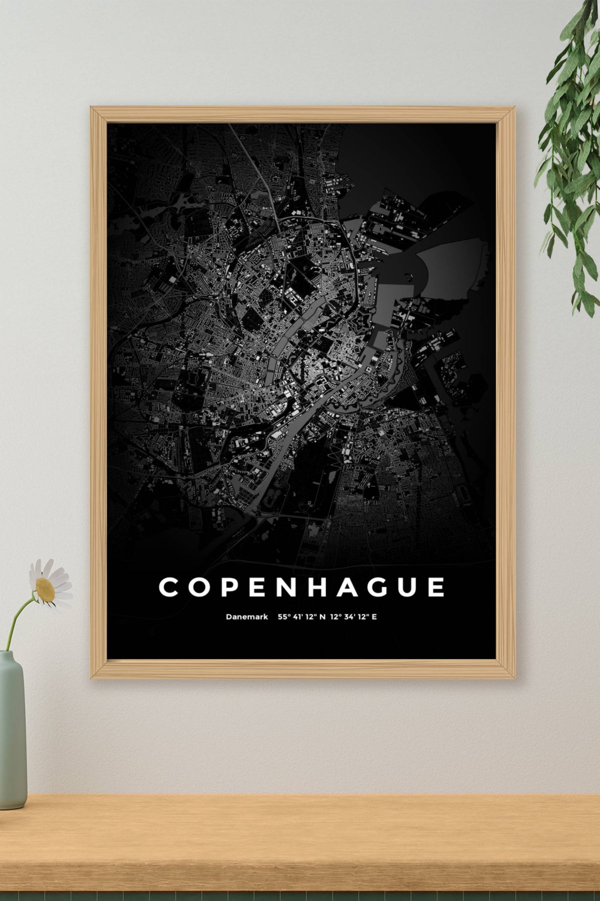 Carte de Copenhague nuit - Affiche personnalisée
