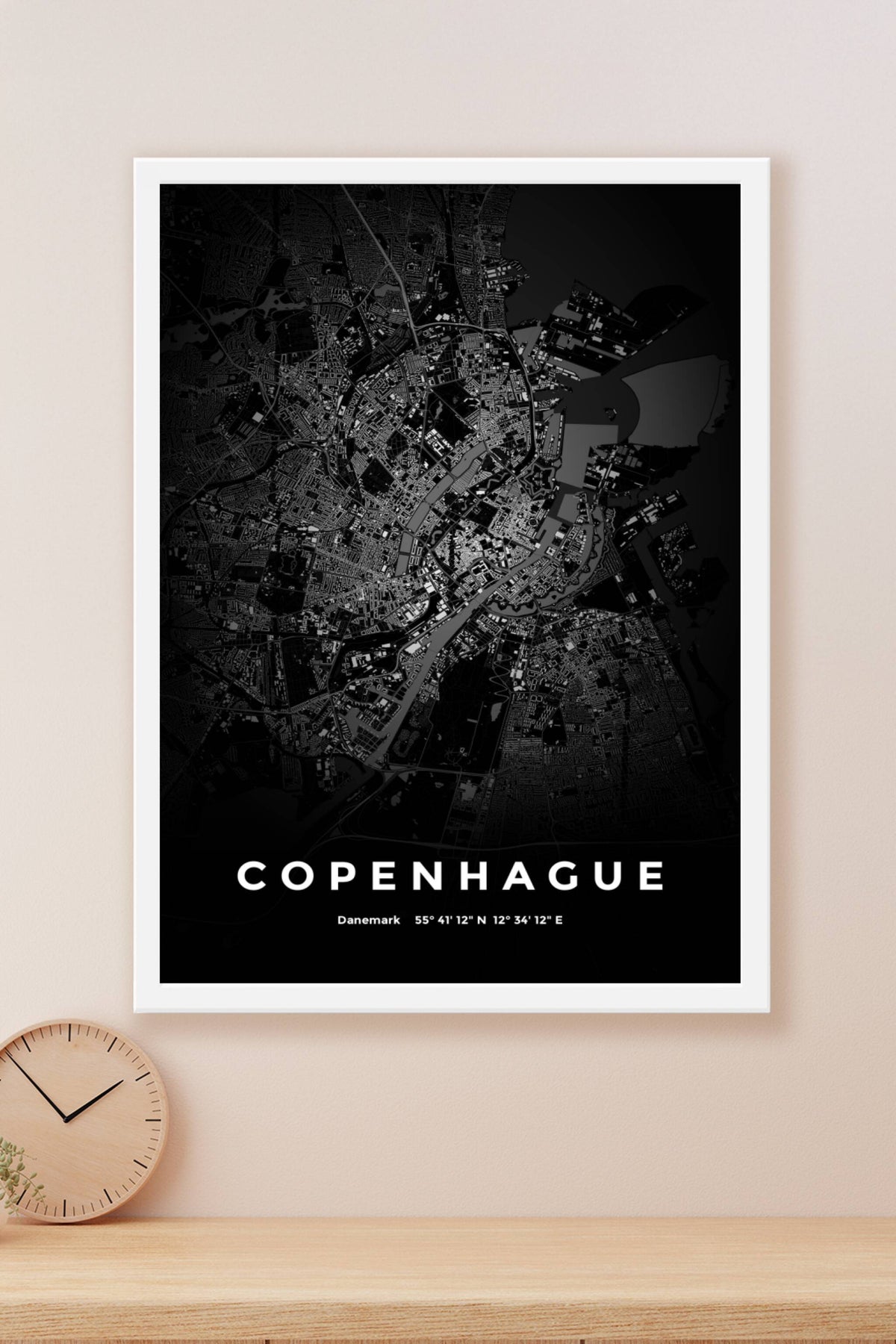 Carte de Copenhague nuit - Affiche personnalisée
