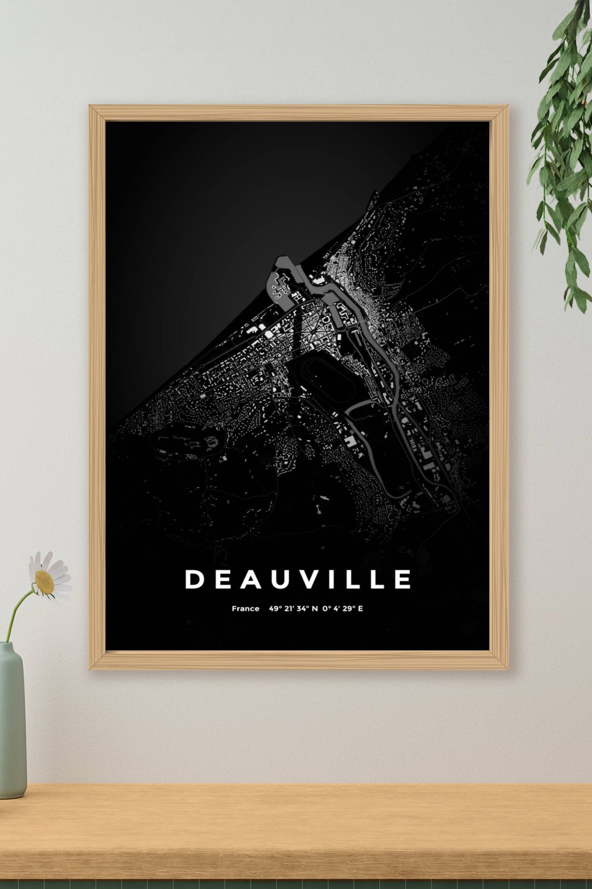 Carte de Deauville nuit - Affiche personnalisée