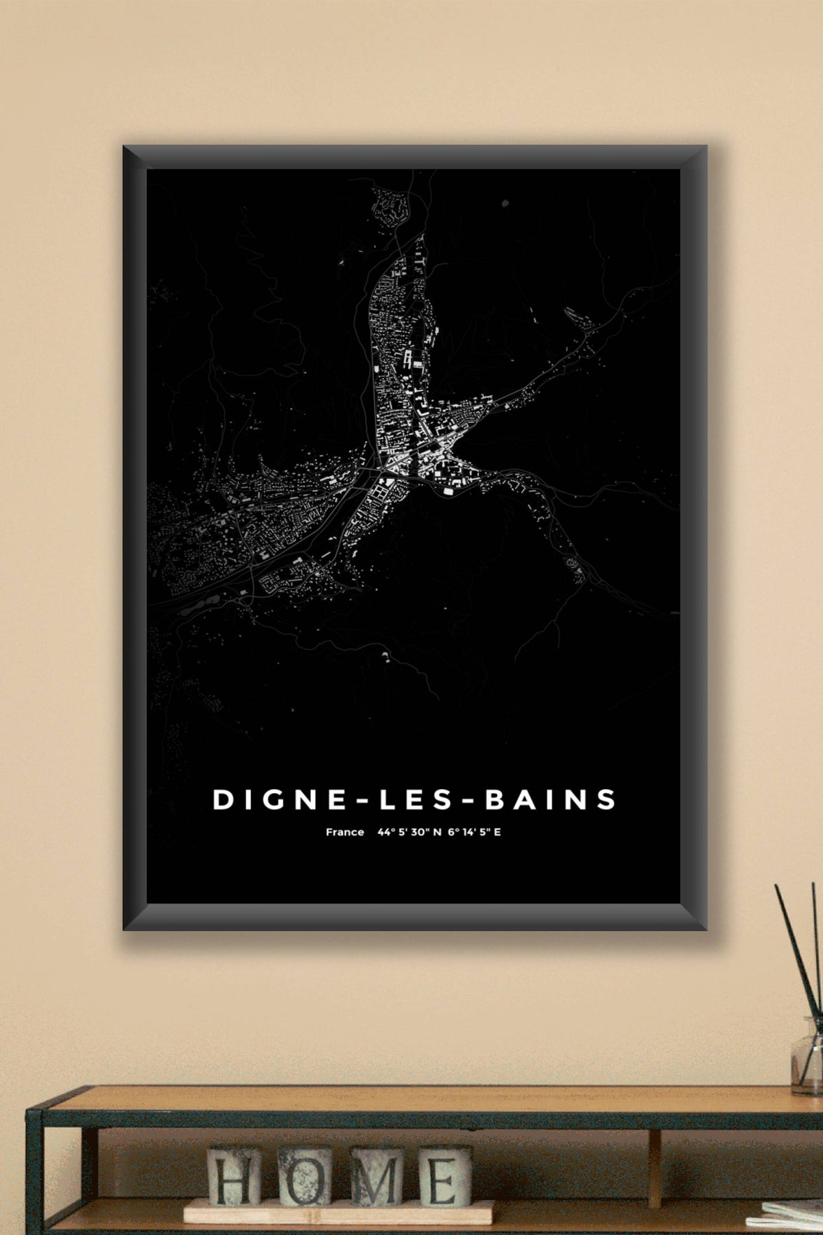 Carte de Digne-les-Bains nuit - Affiche personnalisée
