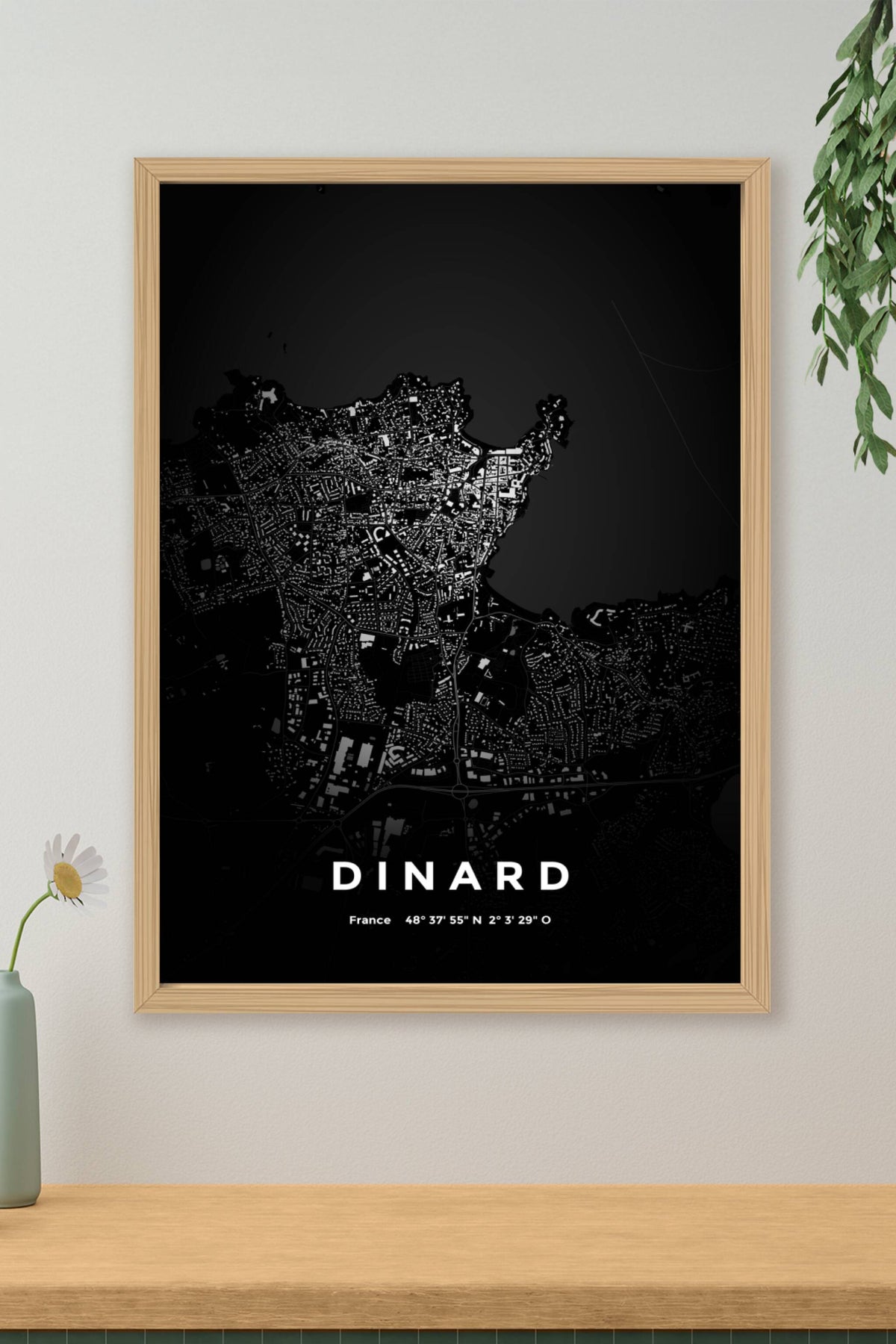 Carte de Dinard nuit - Affiche personnalisée